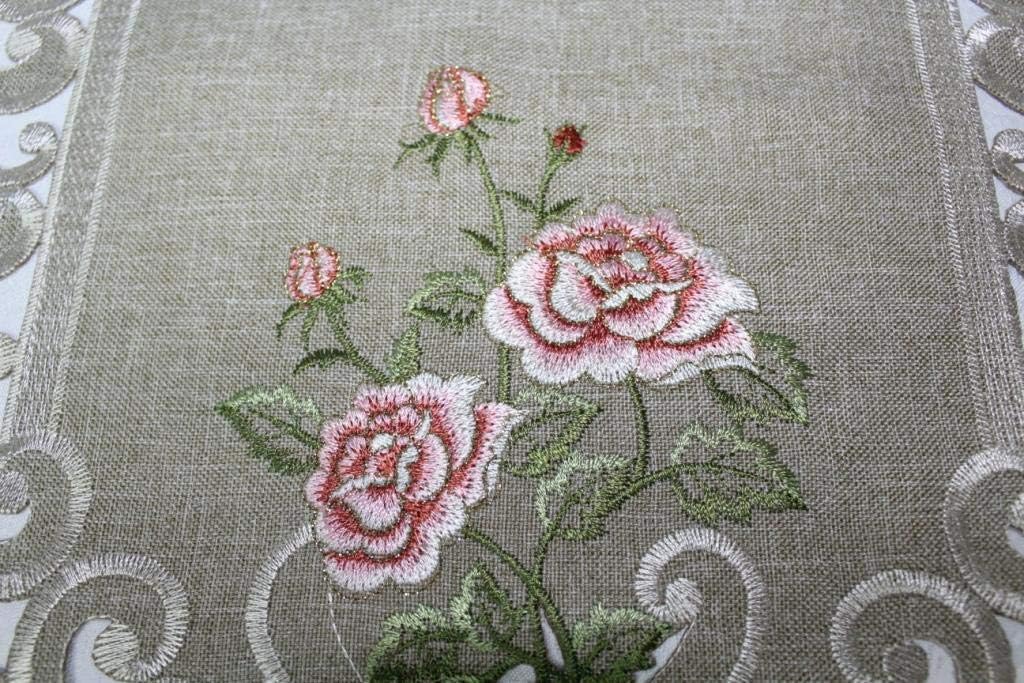 Fireplace Mantel Runner Pink Rose Sage Green Burlap