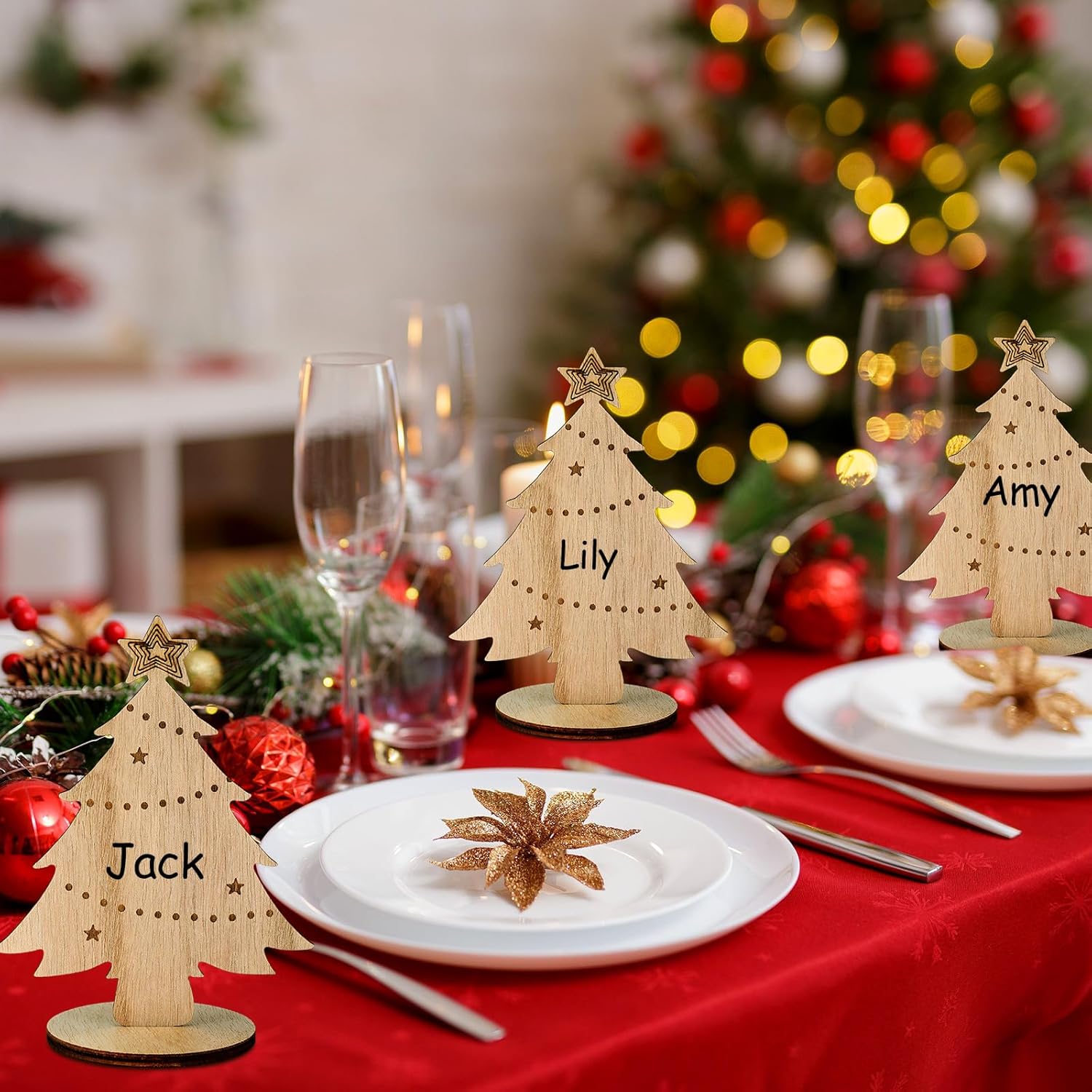 Cholemy 12 Piece Christmas Tree Place Card Holders
