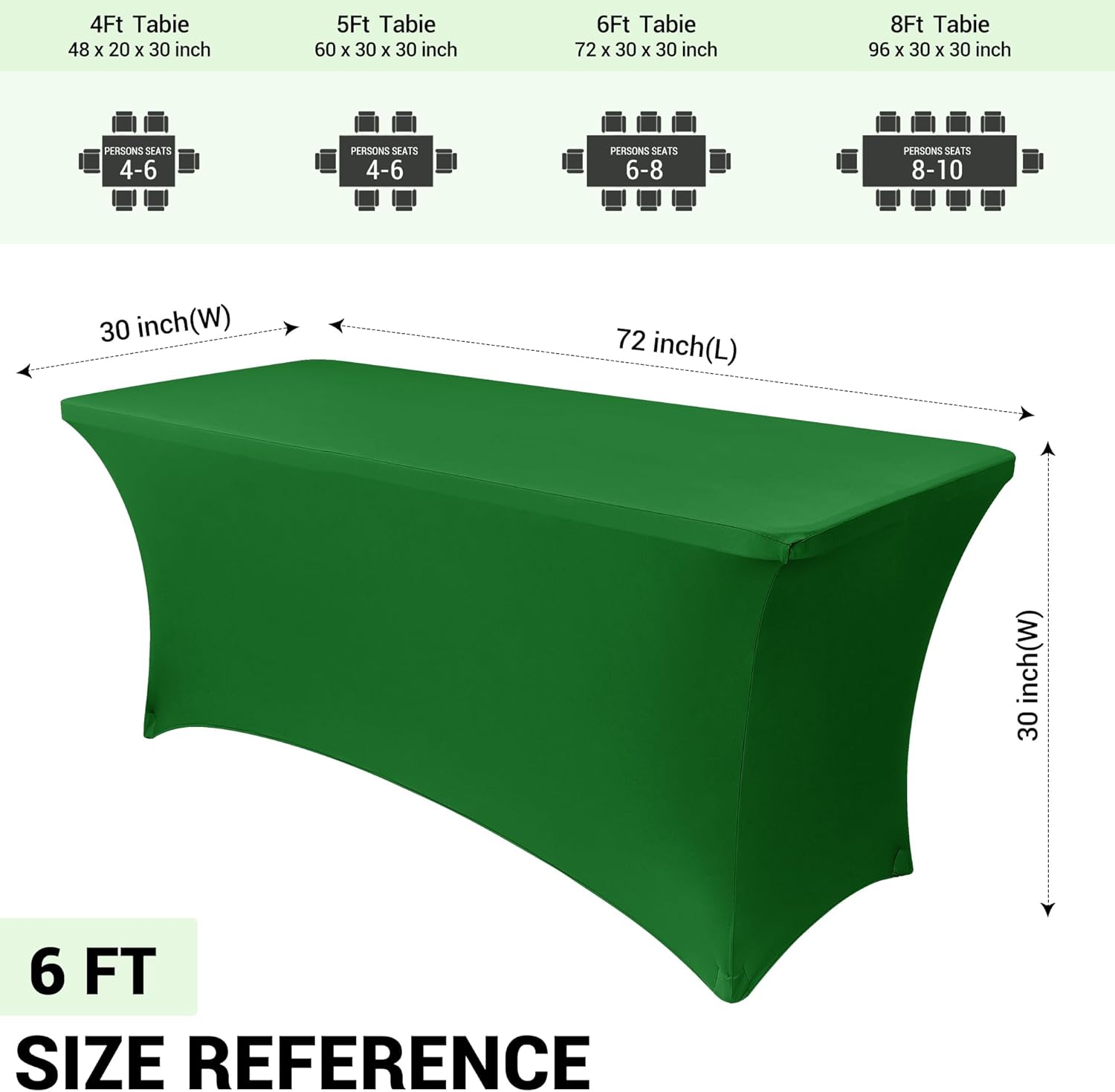 Obstal 6 Pack Stretch Spandex Table Covers for 6 Foot Tables 1
