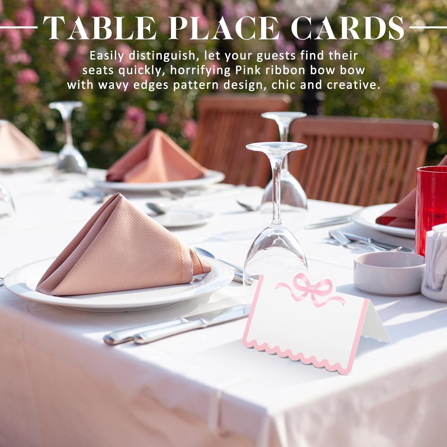 Eersida 100 Pcs Pastel Bow Place Cards Cute Scalloped Knot