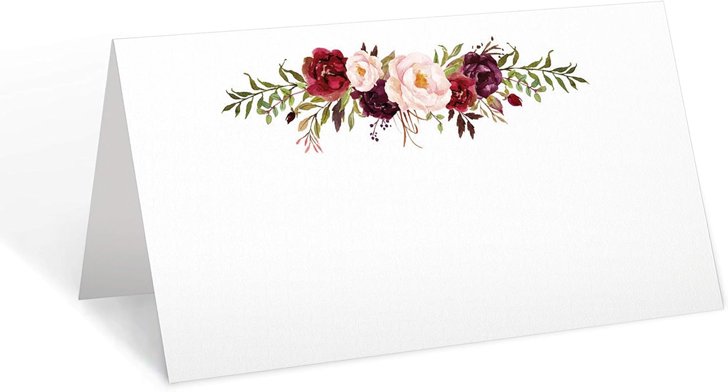 321Done Floral Place Cards 35x2 Inches Set of 50