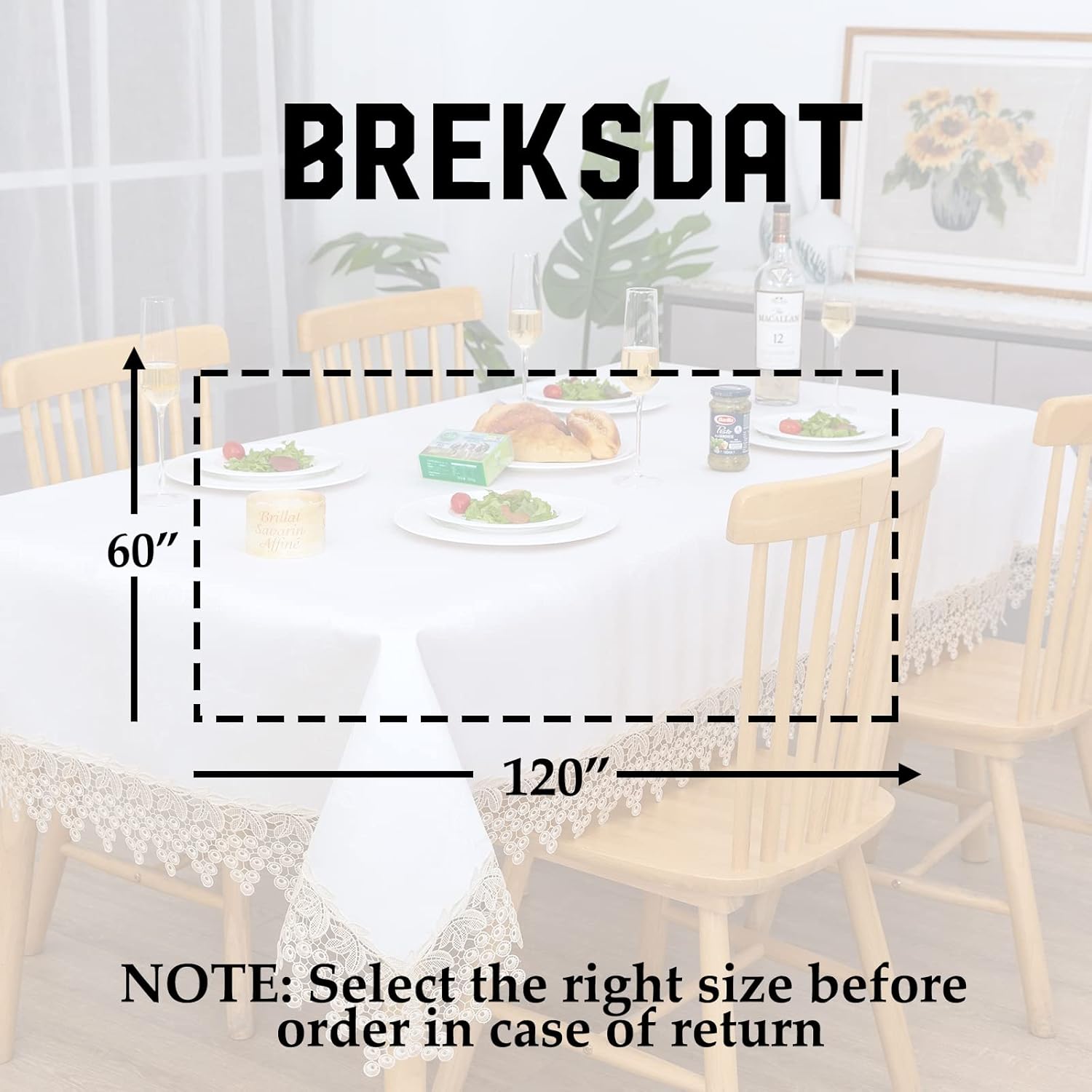 BrekSdat Beige Lace Tablecloth Waterproof Oilproof Spillproof Rectangle Farmhouse Cover