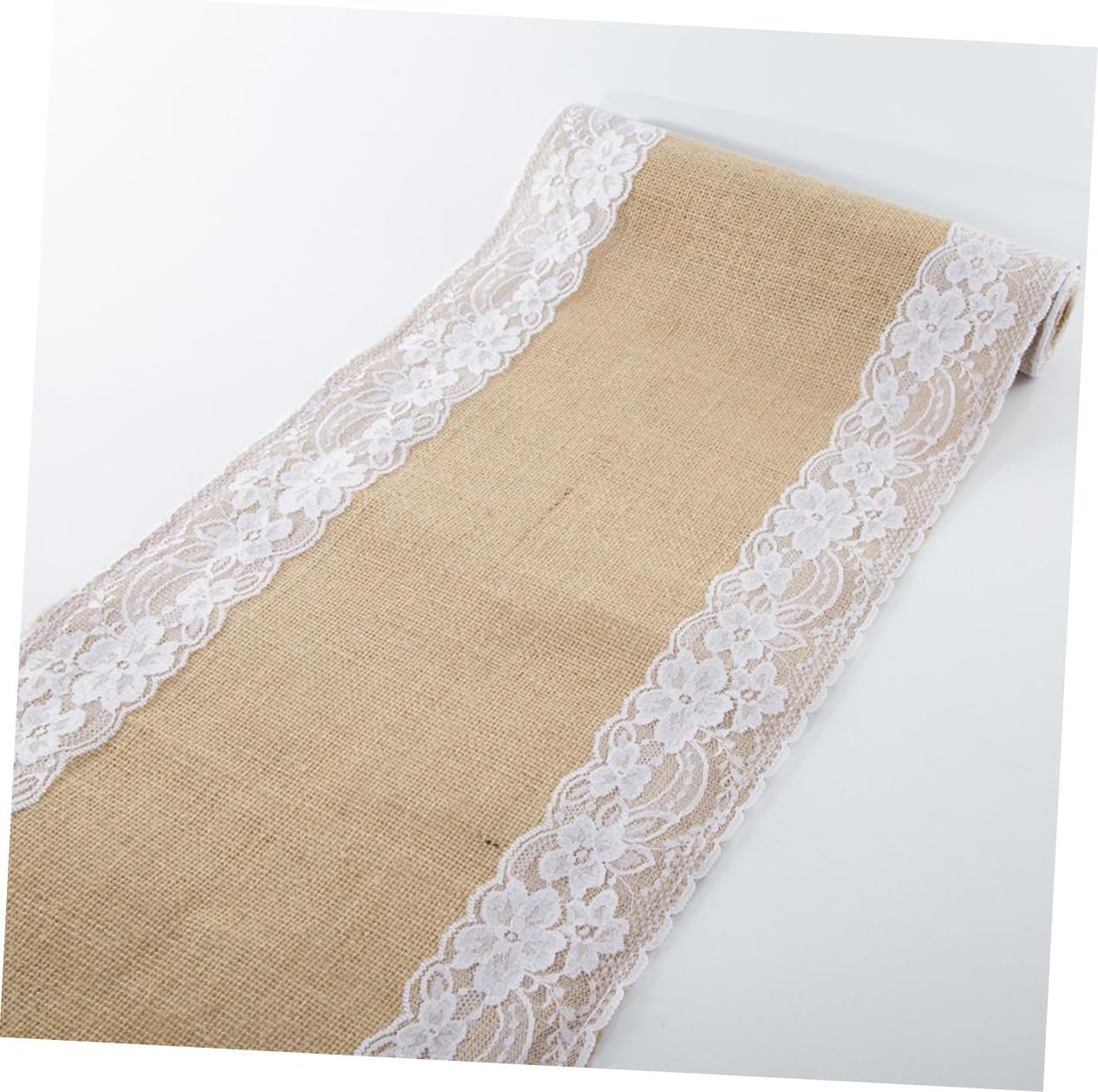 Luxshiny Rustic Linen Lace Table Runner for Wedding Reception