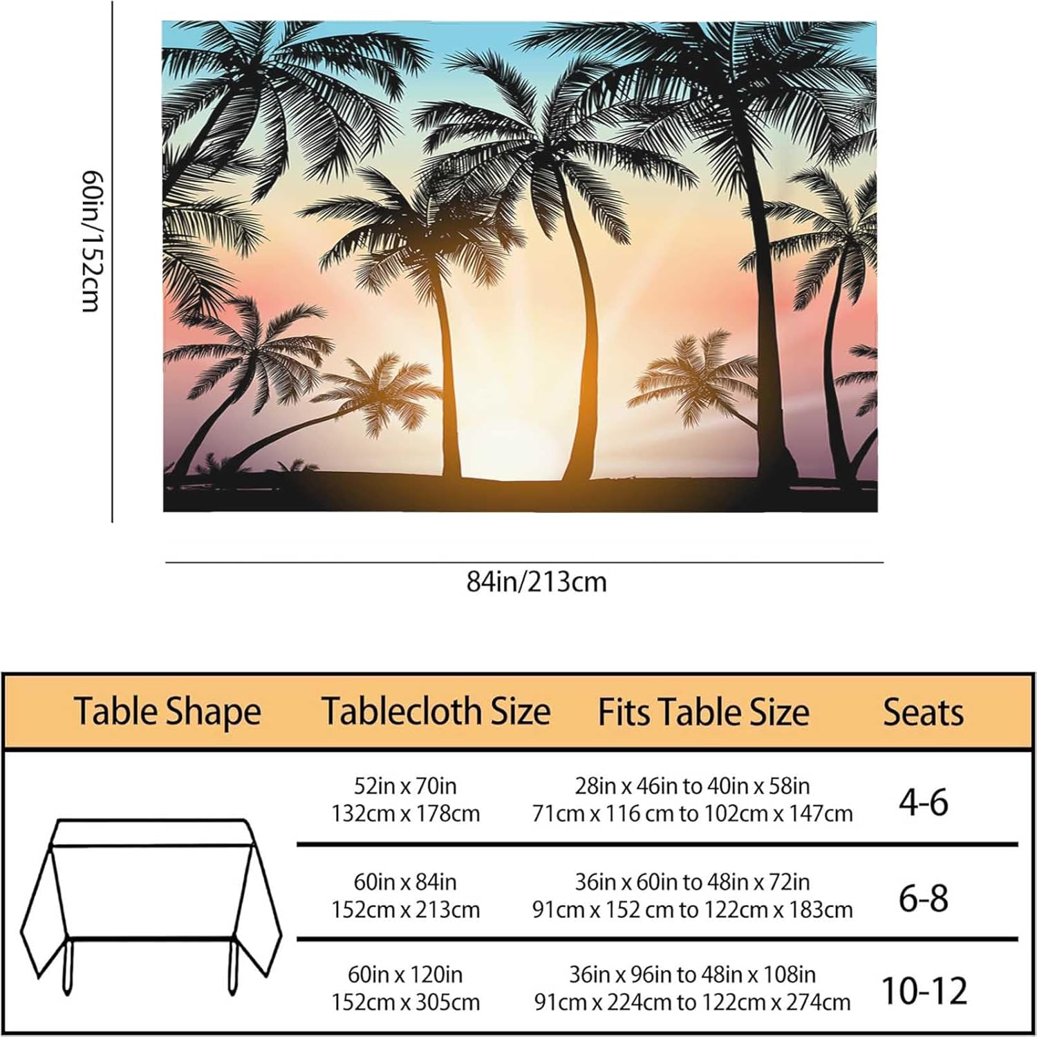 TKS MITLAN Tropical Tablecloth 60x84 Inch Rectangle Dinner Party Decor