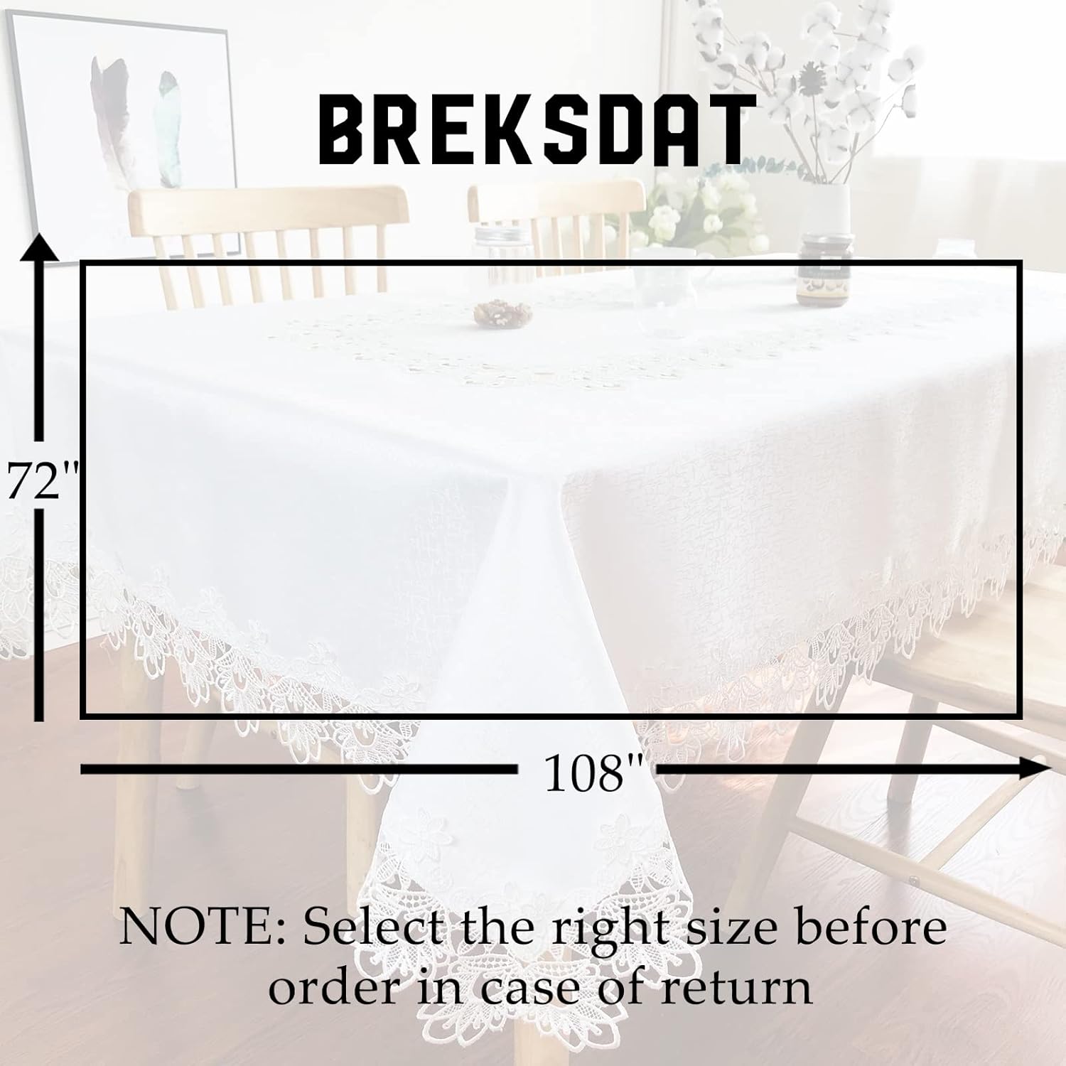 Elegant Rectangle Tablecloth with Lace Border