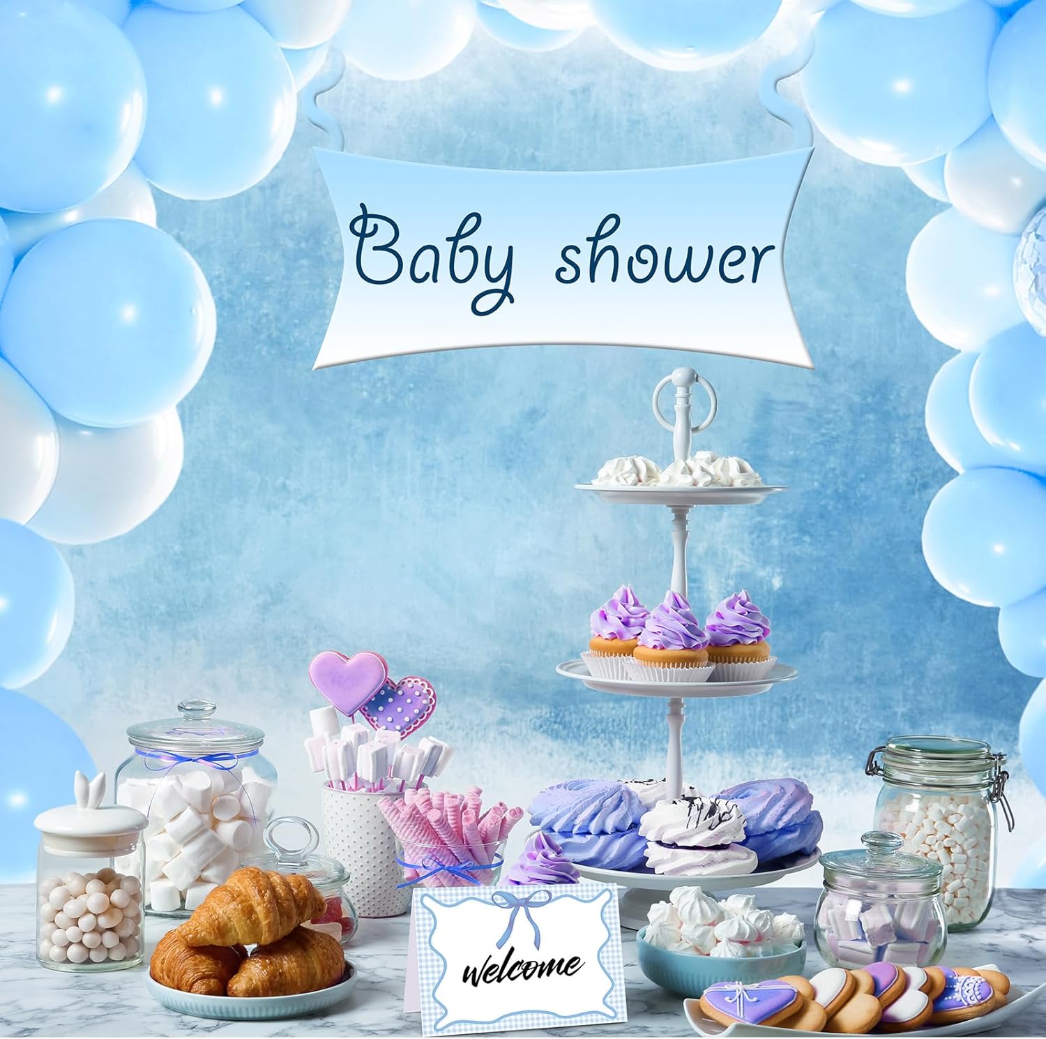 Maitys 24 Pcs Blue Gingham Place Cards for Picnic Party