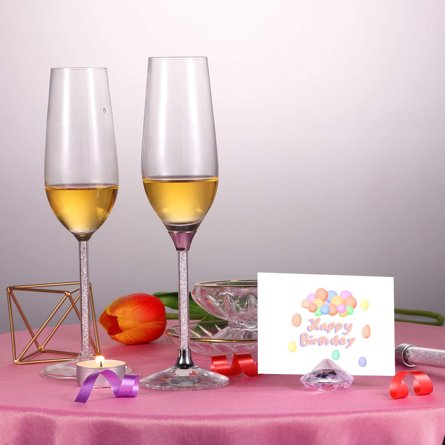 Boao 24 Pack Diamond Table Number Holders