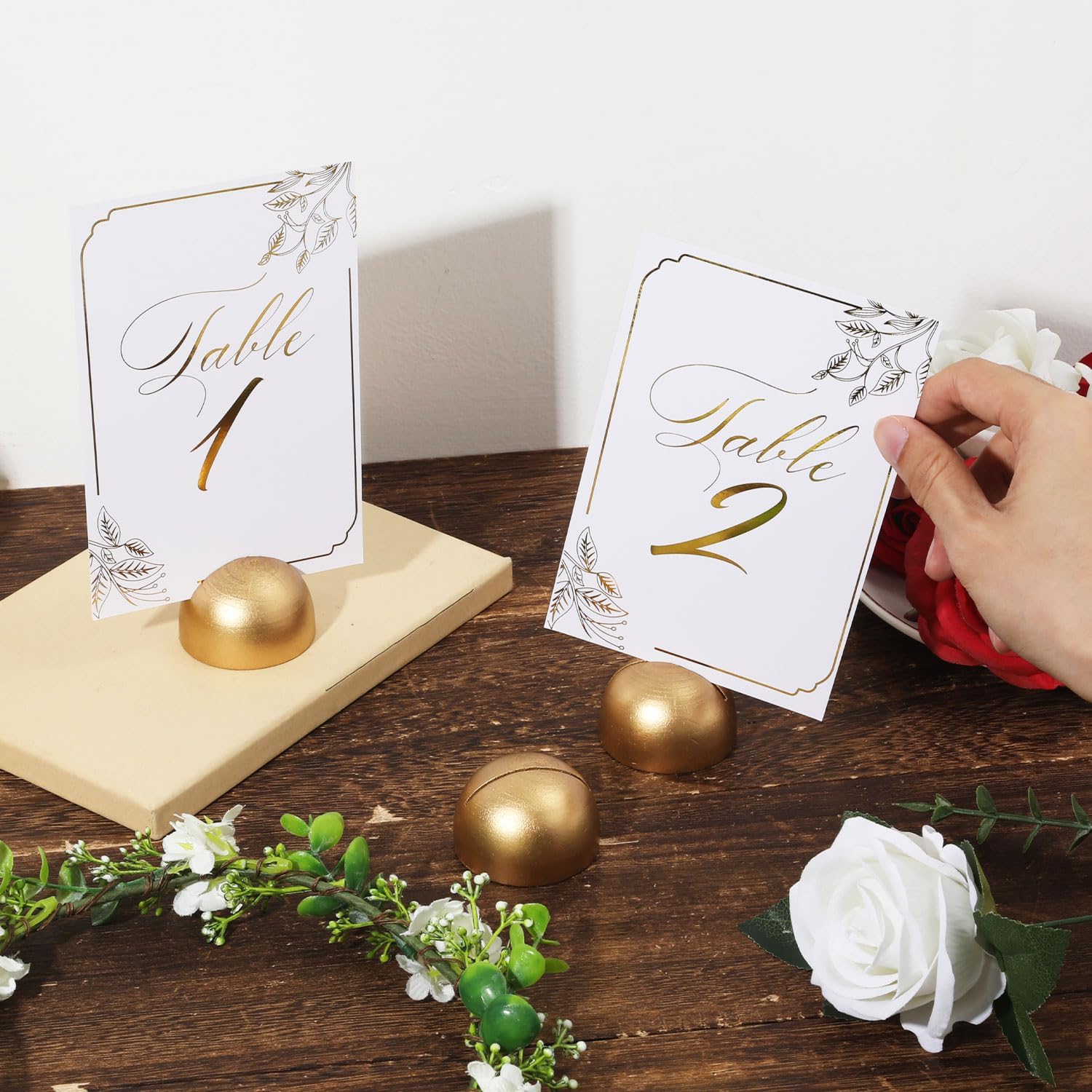 12pcs Round Table Number Stands Modern Place Card Holders - Gold