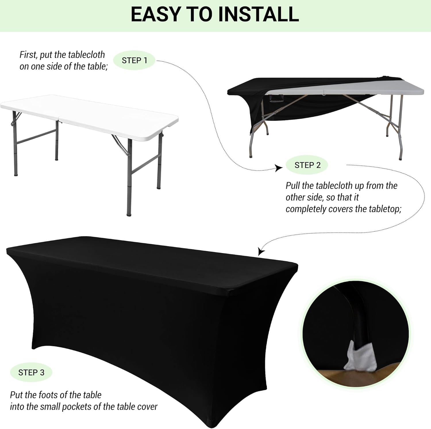 Obstal 6 Pack Stretch Spandex Table Covers for 6 Foot Tables 1