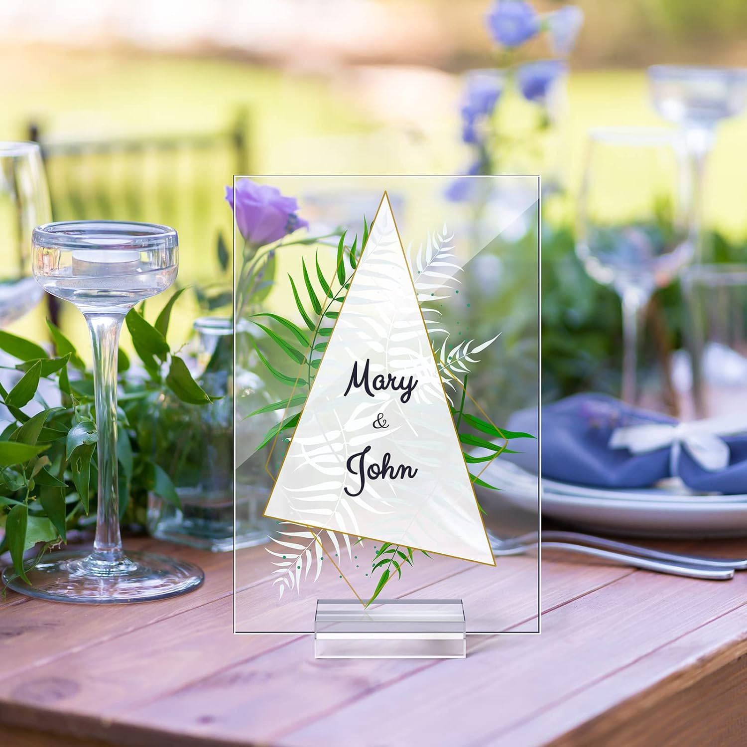 Yulejo 12Pcs Clear Acrylic Place Cards with Holders for Wedding Reception