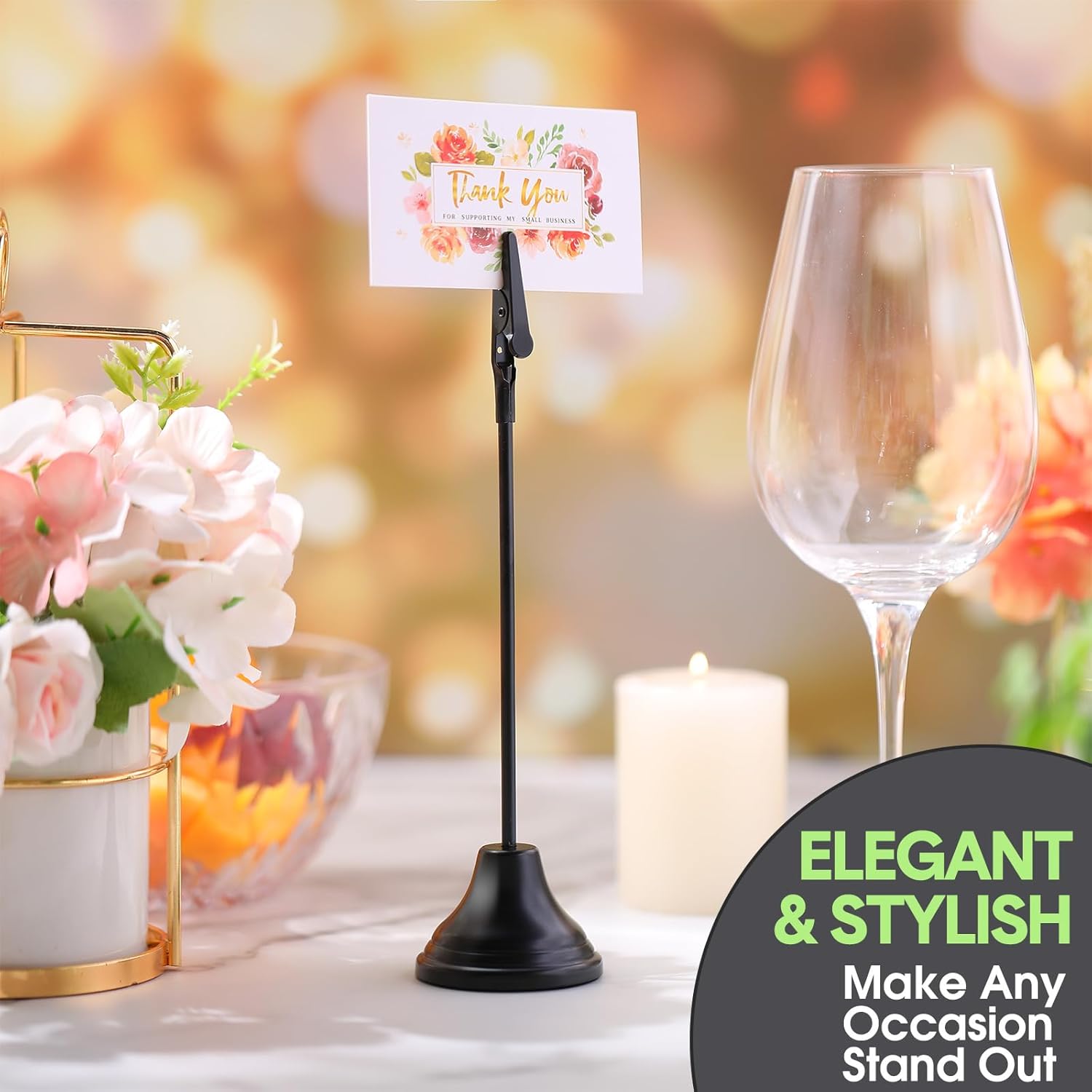 12 Pcs Table Number Holders with Alligator Clip - Black