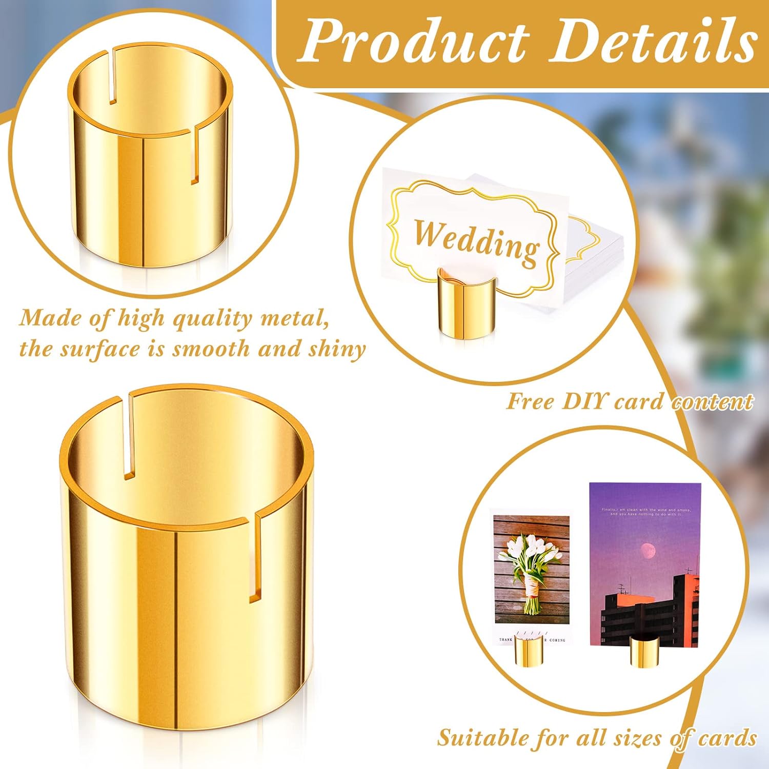 Suclain Gold 24 Piece Table Number Holders with Place Cards