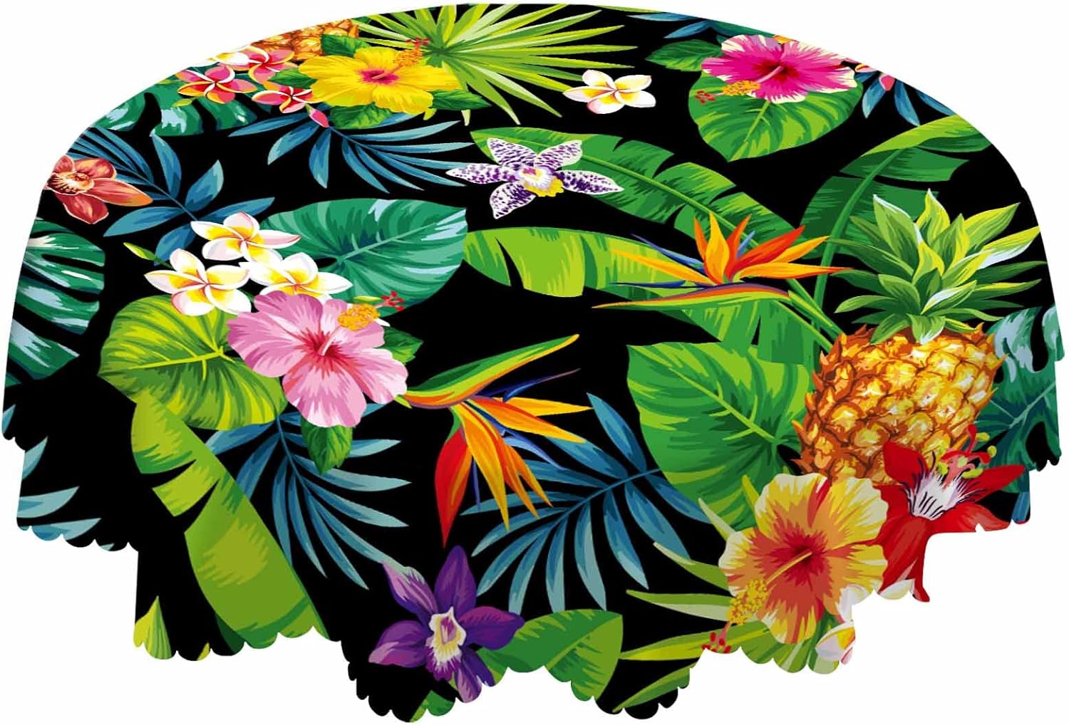 AOYEGO 60 Inch Round Tablecloth Tropical Design