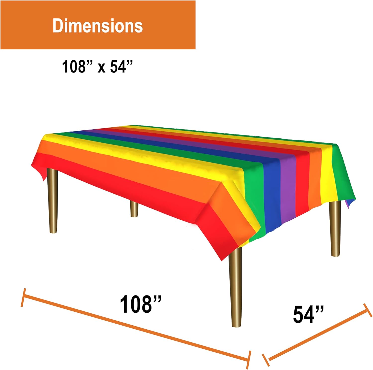 Party Dimensions Carnival Rainbow Disposable Tablecloth for Rectangle Tables 12 Pack