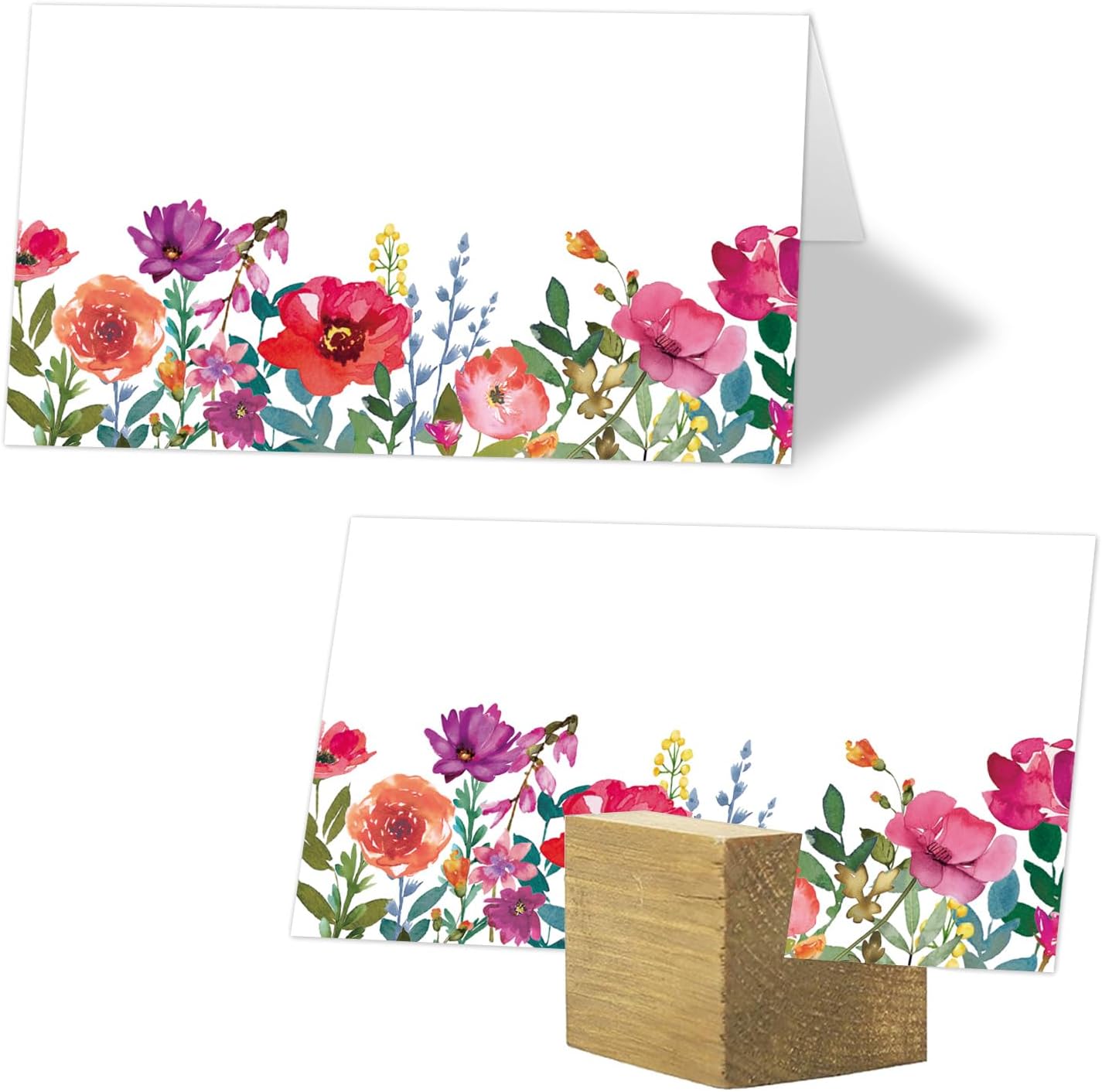Whaline 100 Pcs Watercolor Flower Place Cards