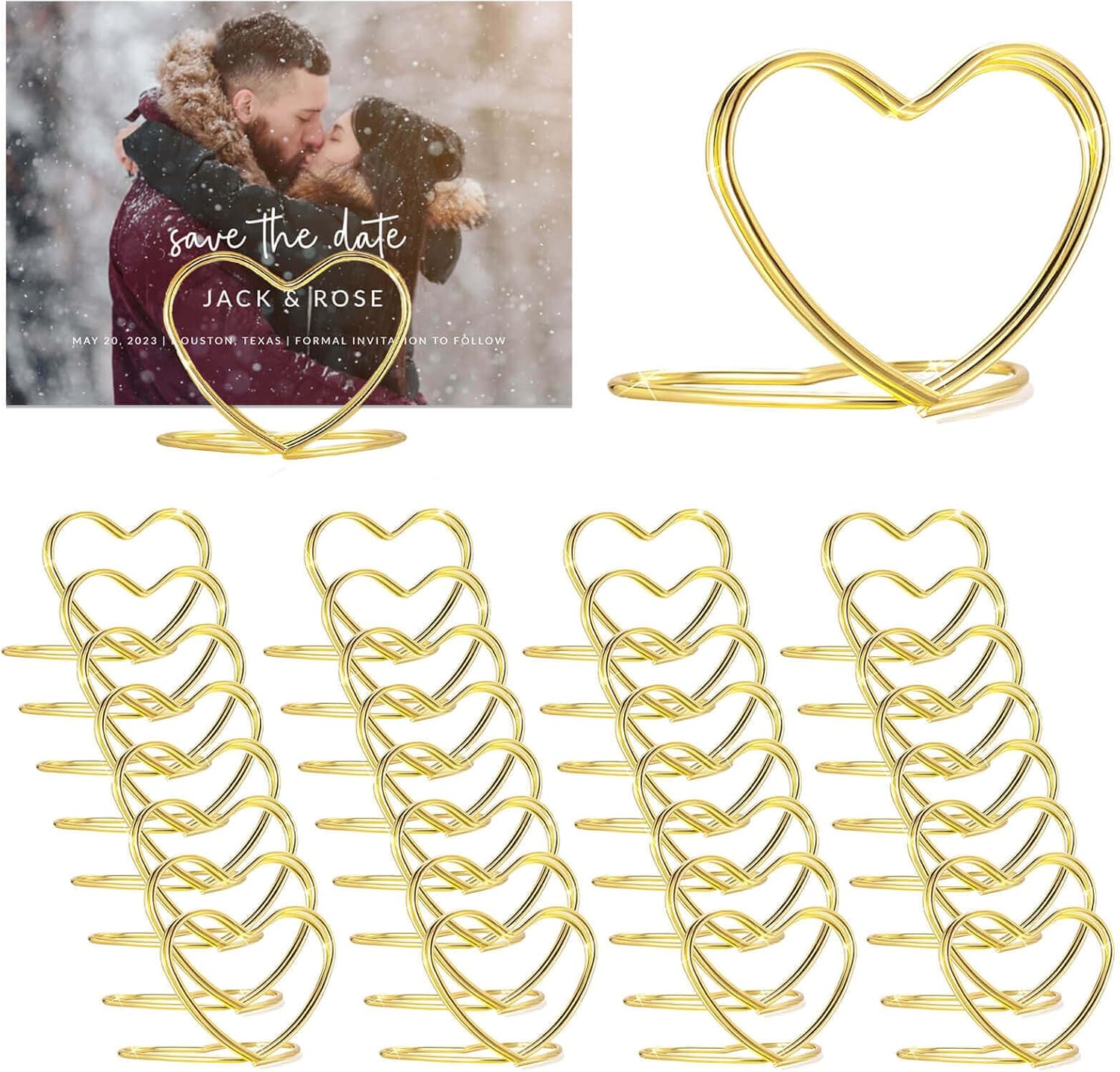 CunGLIN Gold Heart Shaped Place Card Holders 32 PCS