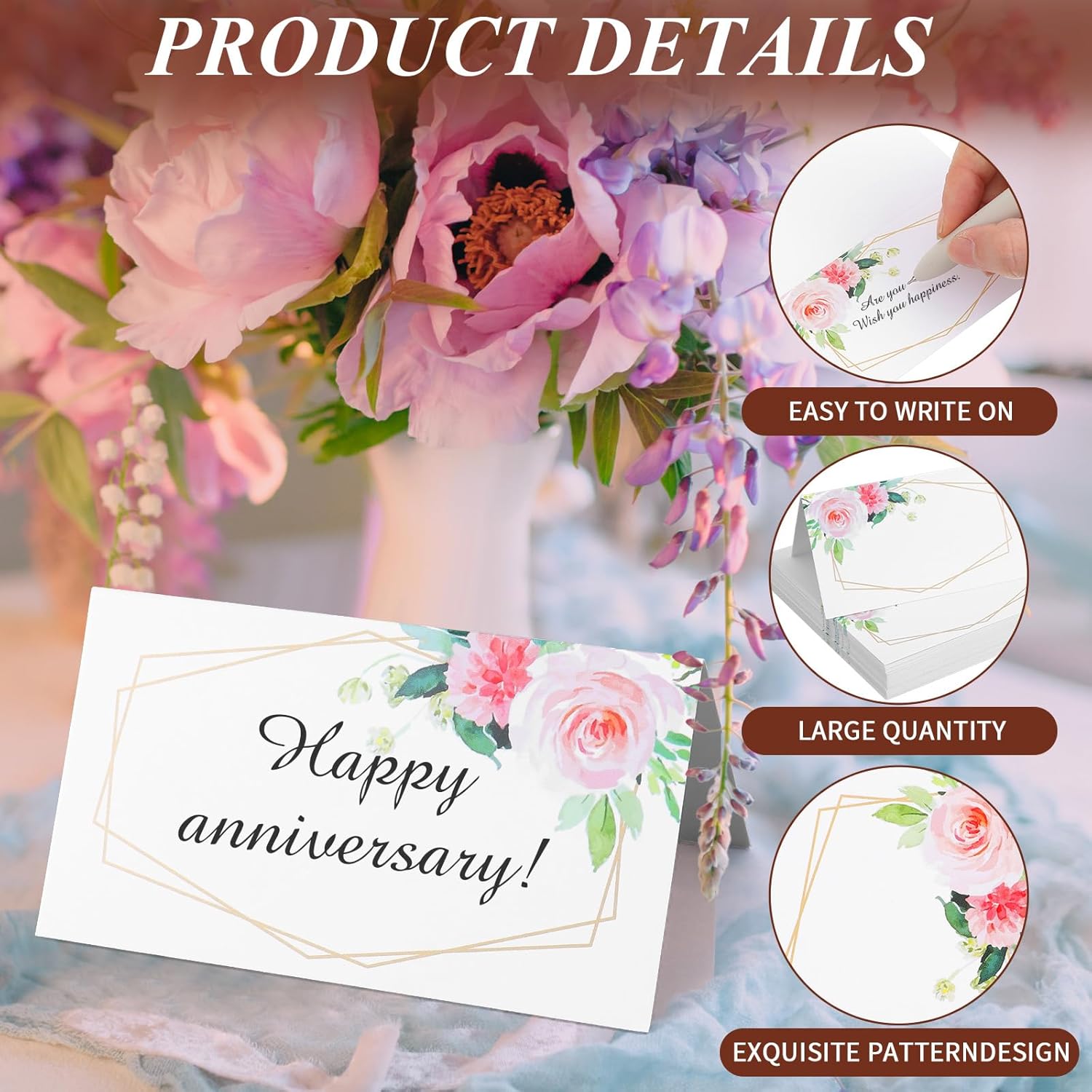 50Pcs Floral Place Cards for Table Setting