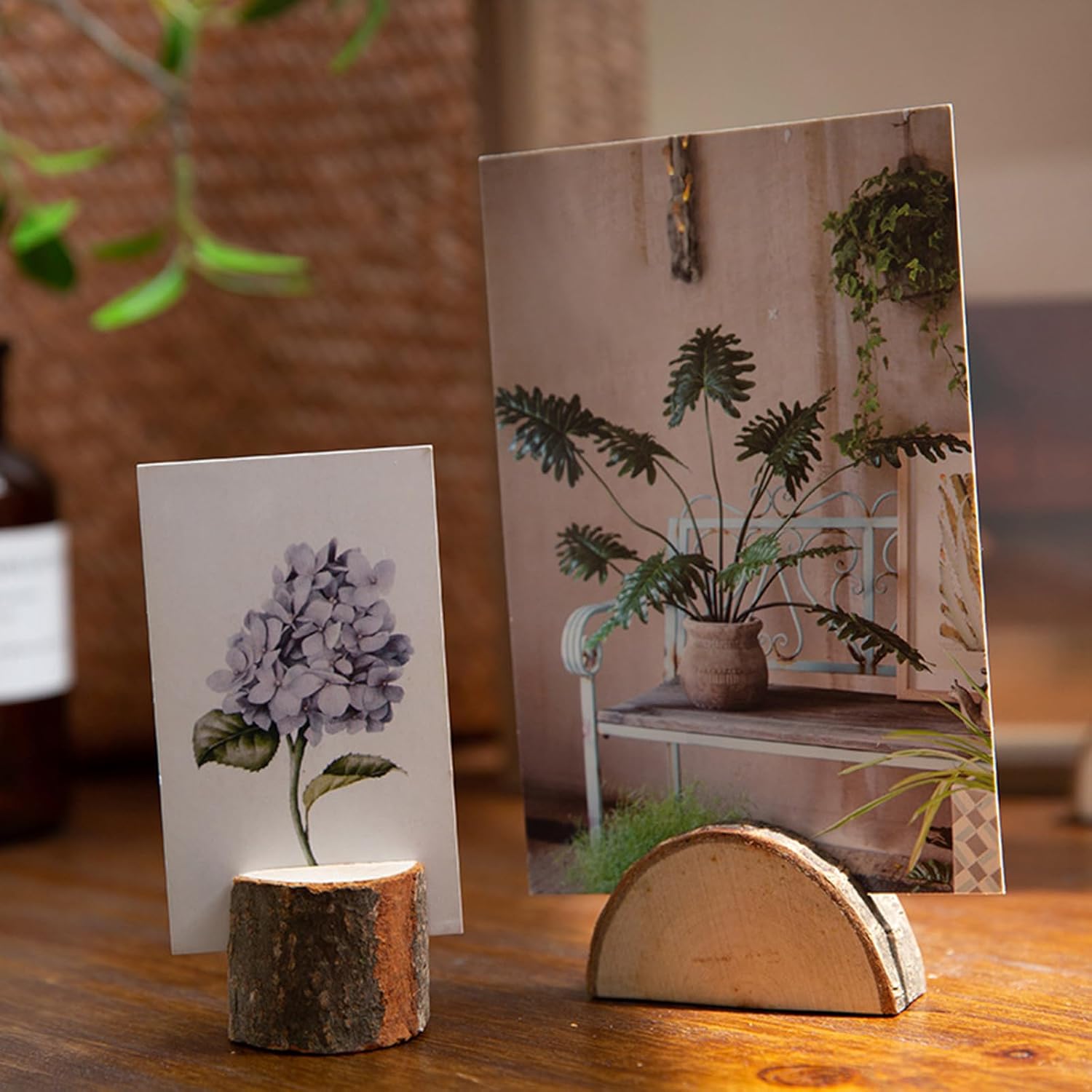 Tosnail 50 Wooden Place Card Holders with Kraft Paper Cards