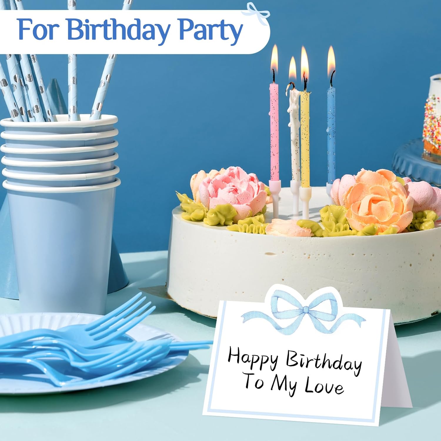 100pcs Blue Pink Bow Place Cards for Events