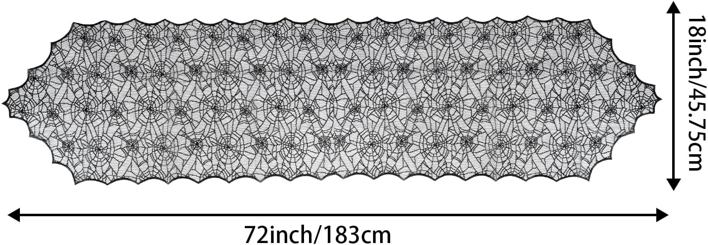 Halloween Table Runner 72 Inch Black Lace Spider Web