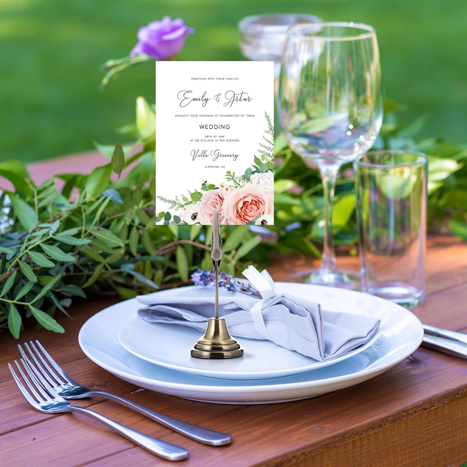 Marspark 12 Pcs Green Bronze Table Number Holders