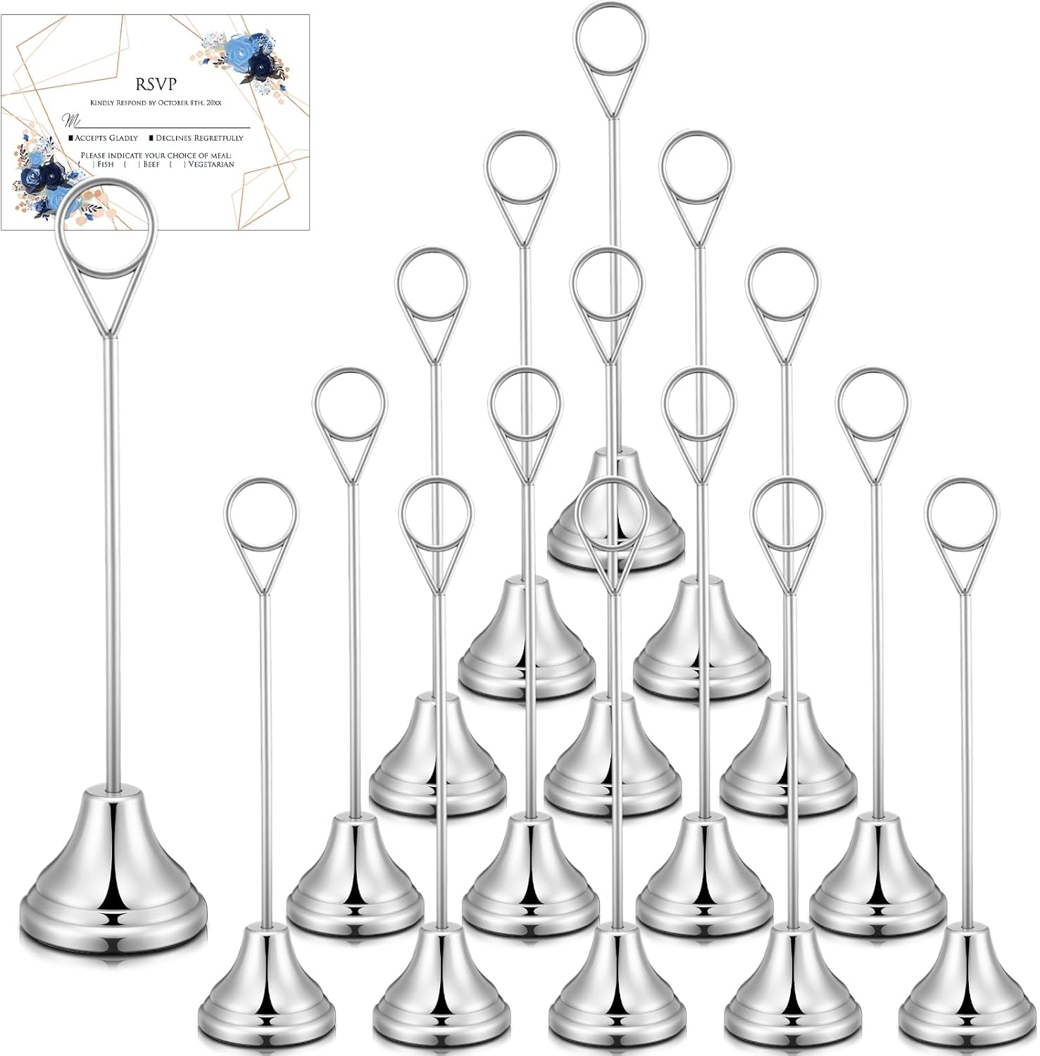Marspark 16 Pcs 8 Inch Metal Table Number Holders Silver