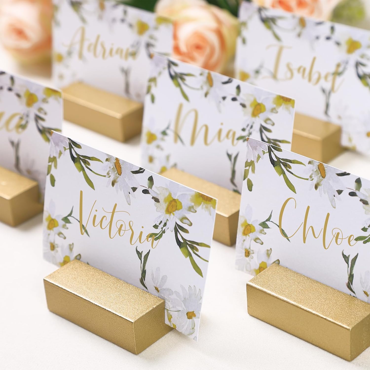 UNIQOOO 12 Pack 2 Inch Gold Birch Place Card Holders