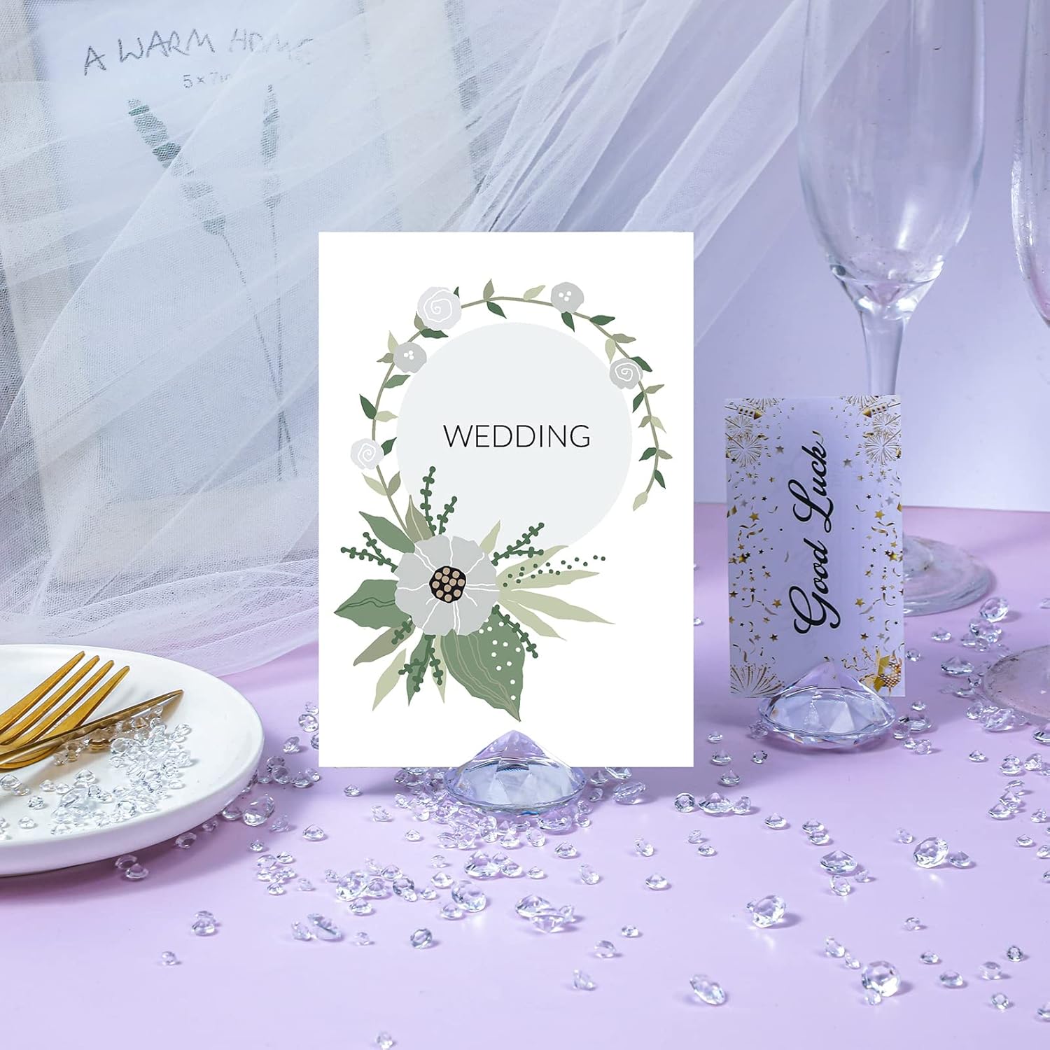 1624 Piece Diamond Place Card Holders and Confetti Set