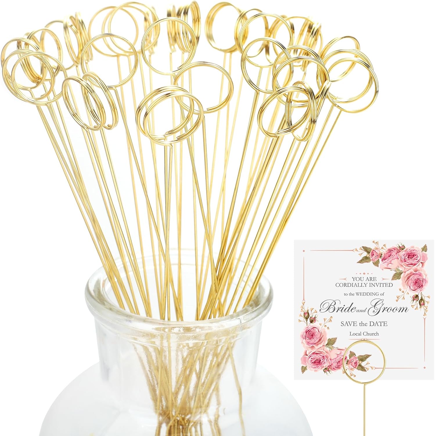 Gegraterwa Picture Holders for Centerpieces 40Pcs Metal Photo Sticks