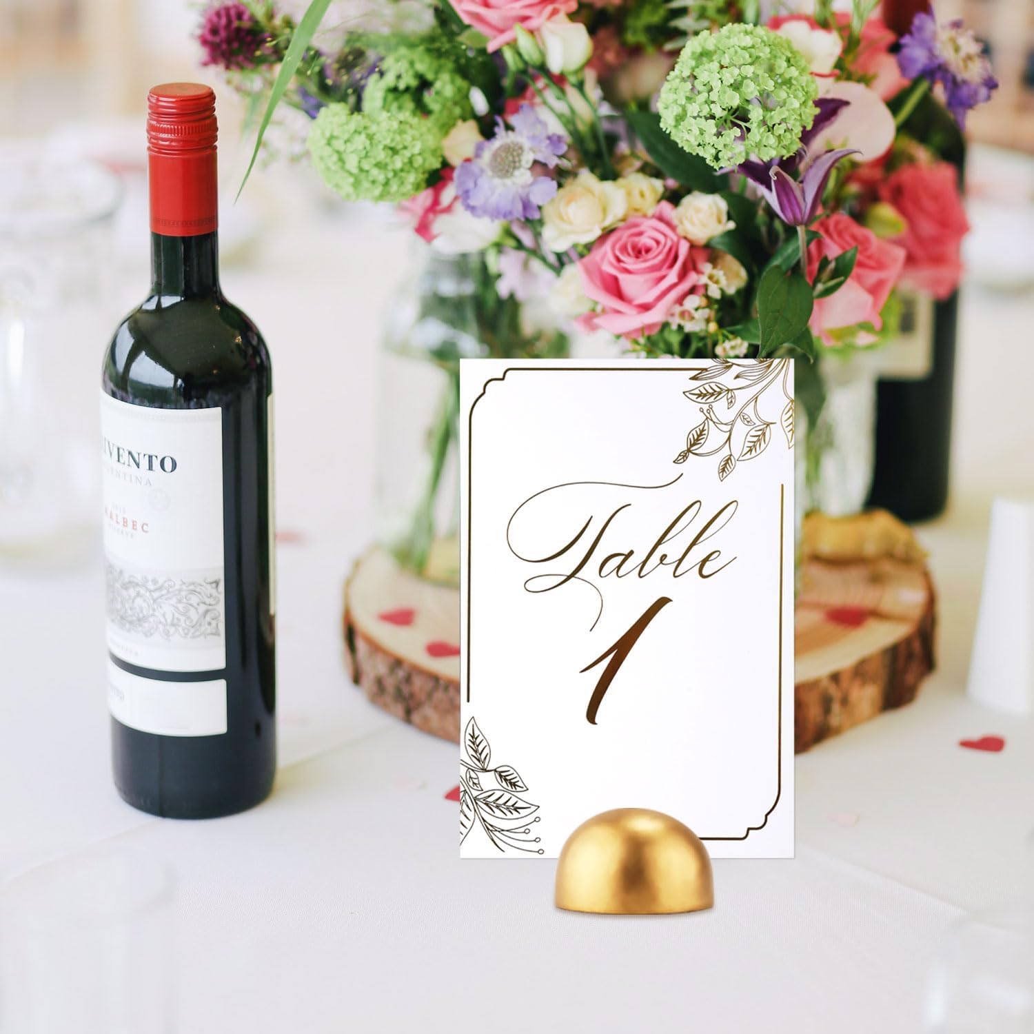 12pcs Round Table Number Stands Modern Place Card Holders - Gold
