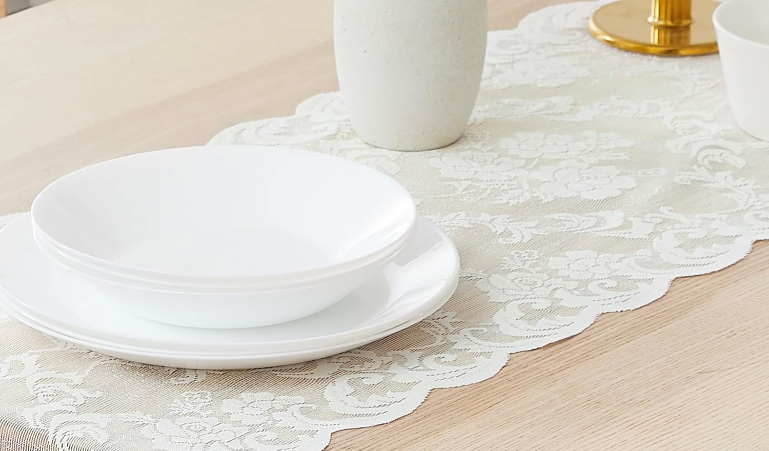 Warm Home Designs Ivory Lace Table Runner 14x72