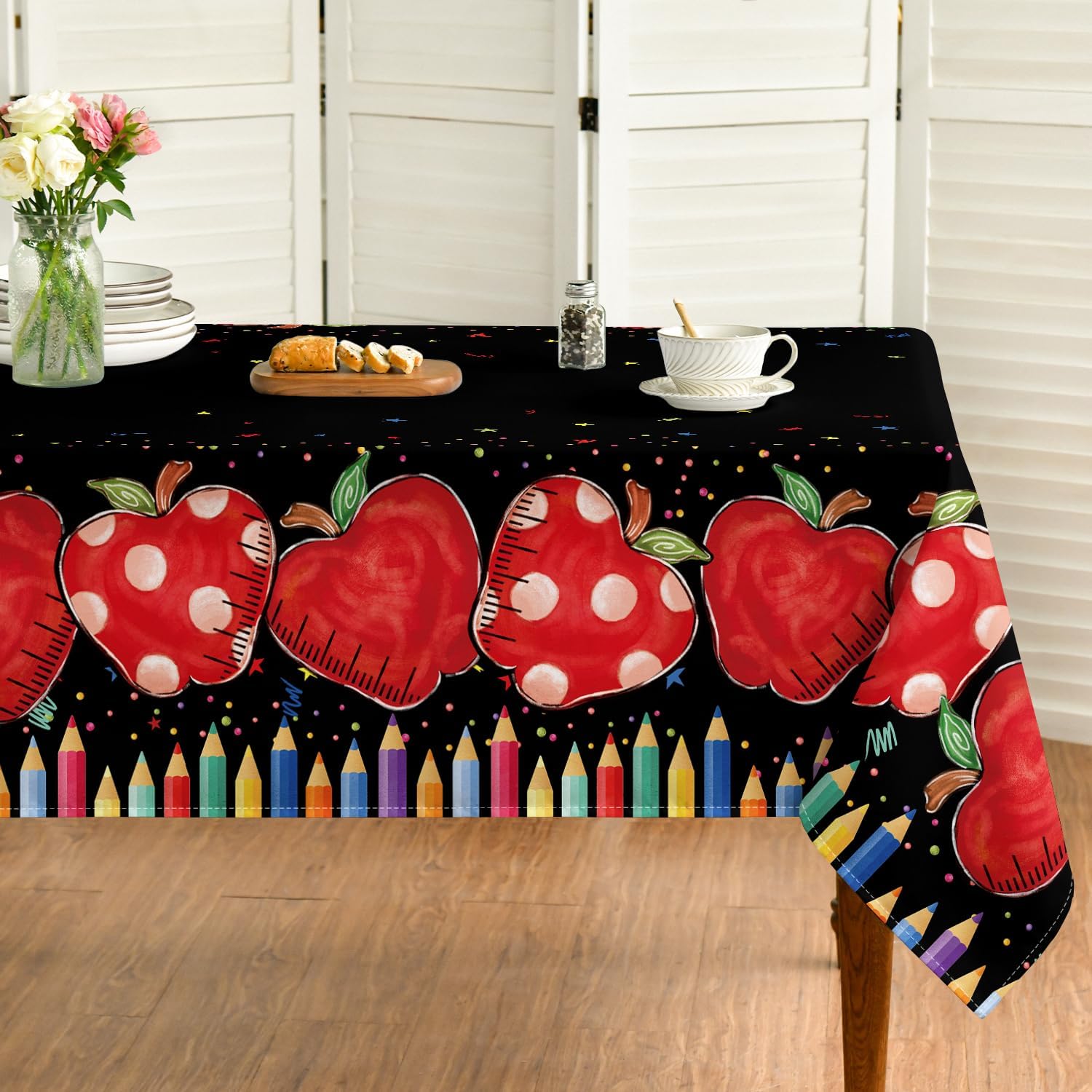 Horaldaily Back to School Black Tablecloth 60x84 Inch Rectangular