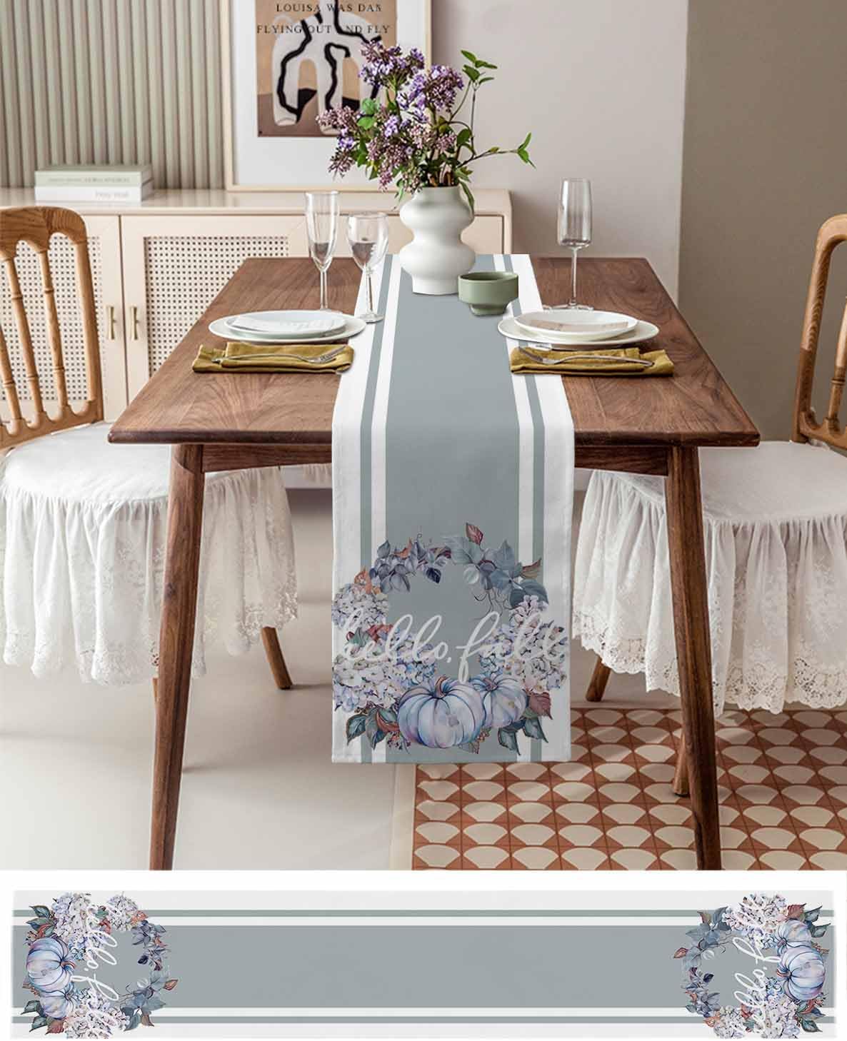 Thanksgiving Pumpkin Floral Garland Table Runner 36 Inches Long