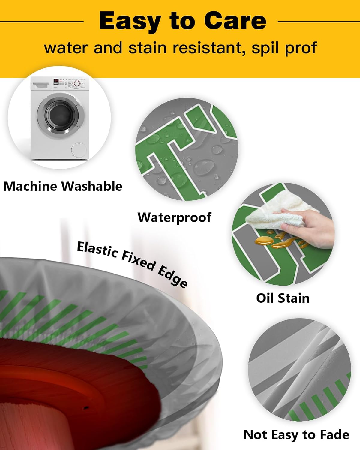 Grey Football Round Waterproof Table Cover for Indoor Outdoor Use