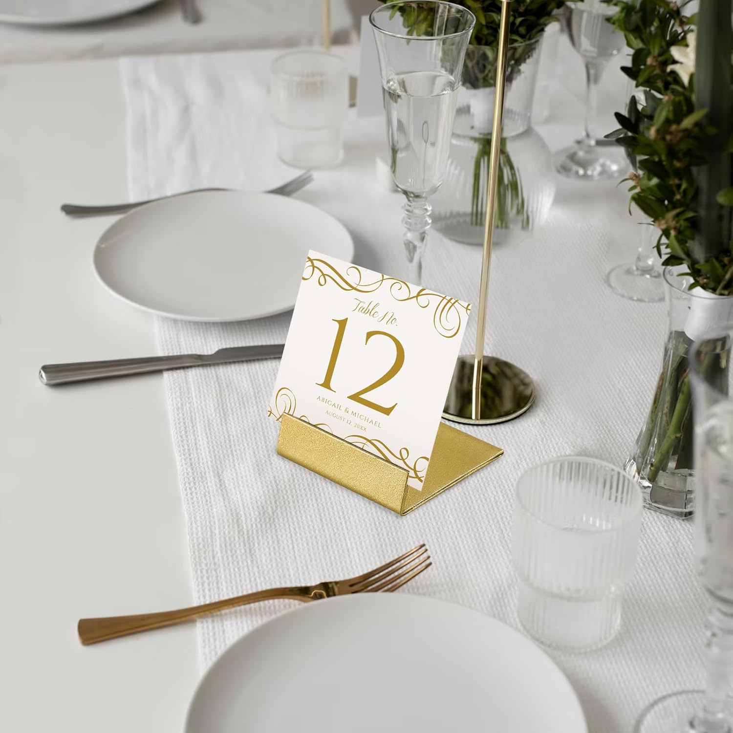 Gold Table Number Holders 12PCS Sturdy Metal Place Card Stands