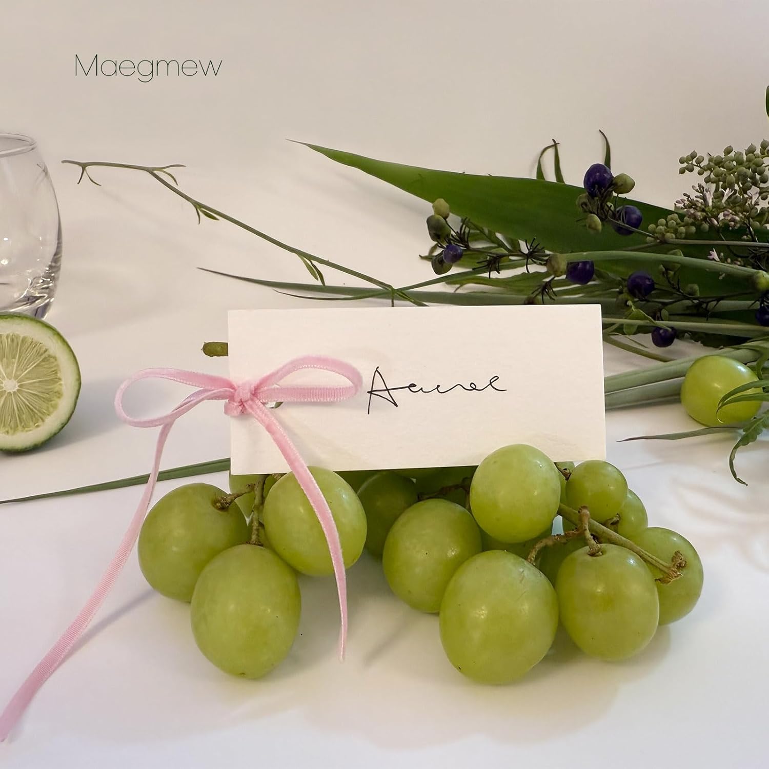 50 Pcs Place Cards with Velvet Ribbons for Weddings and Parties