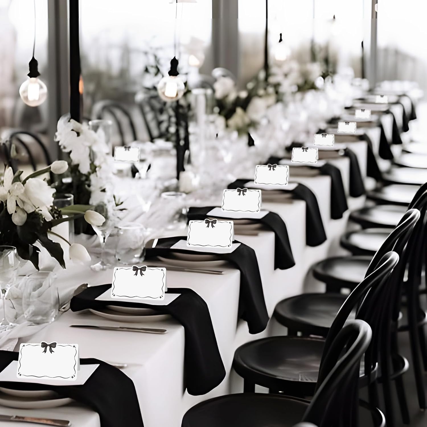 50pcs Black Bow Place Cards for Table Settings 1