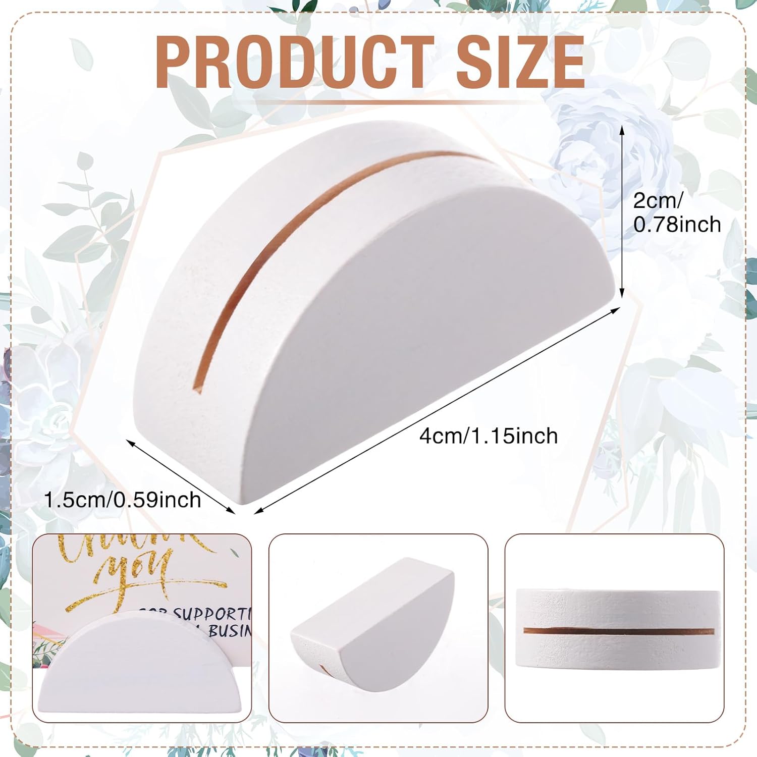48 Pcs White Wooden Table Number Stands Small Lightweight Semicircular Design Holder
