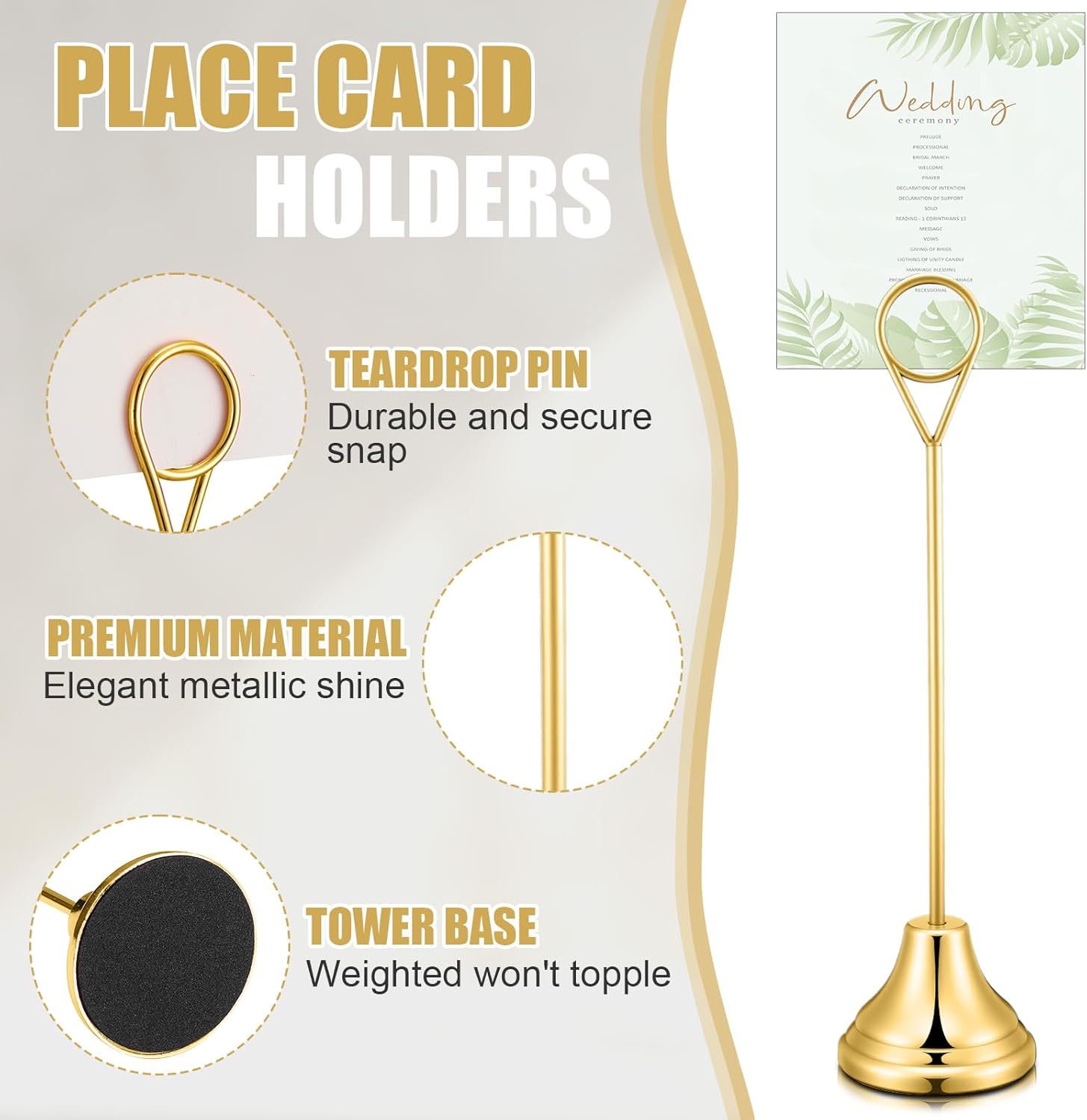 Marspark 16 Pcs 8 Gold Metal Table Number Holders