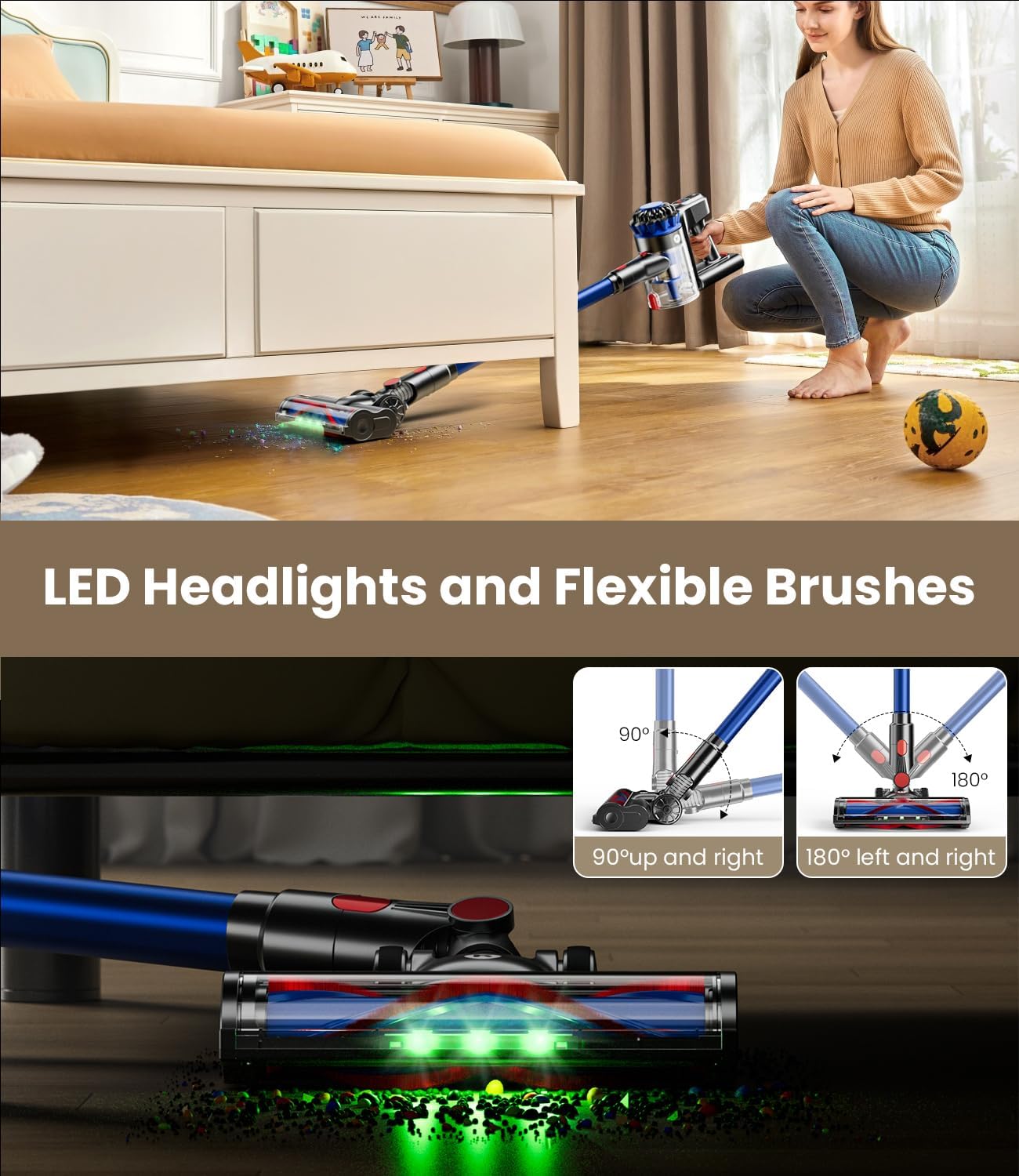 KARDV Cordless Vacuum Cleaner 500W 40KPa 60Mins 8 in 1