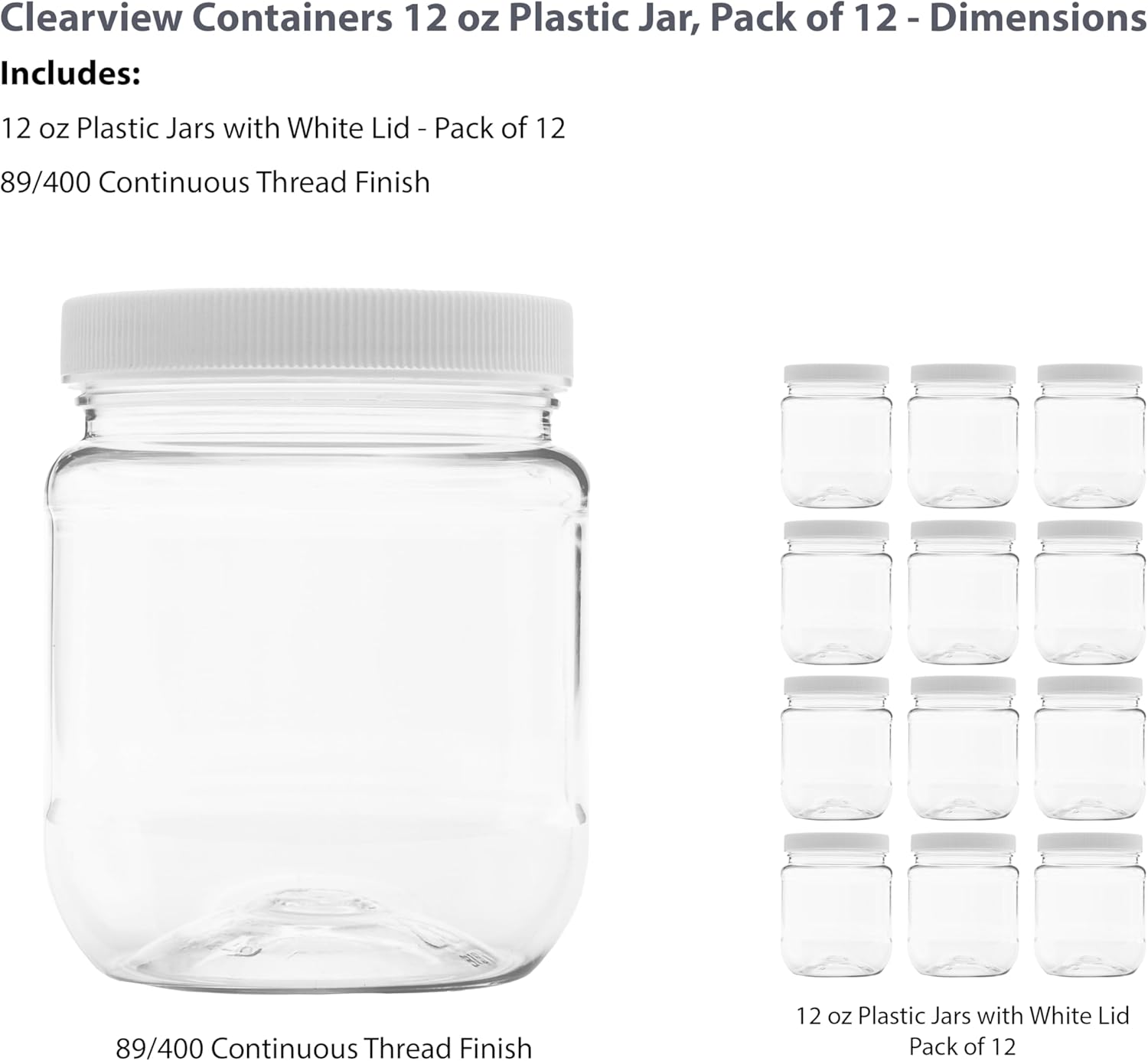 12 Pack Clearview Jars with Leak Proof Lids