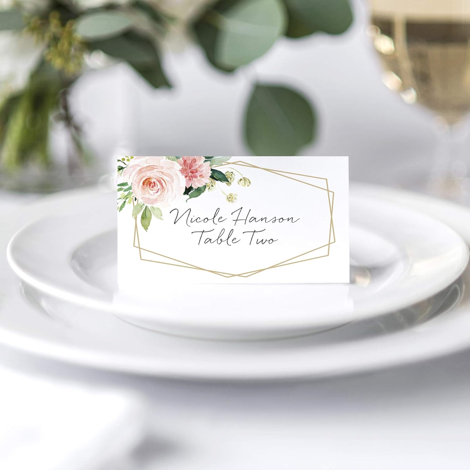 Bliss Collections Floral Place Cards 50 Pack 2 x 35 Inches