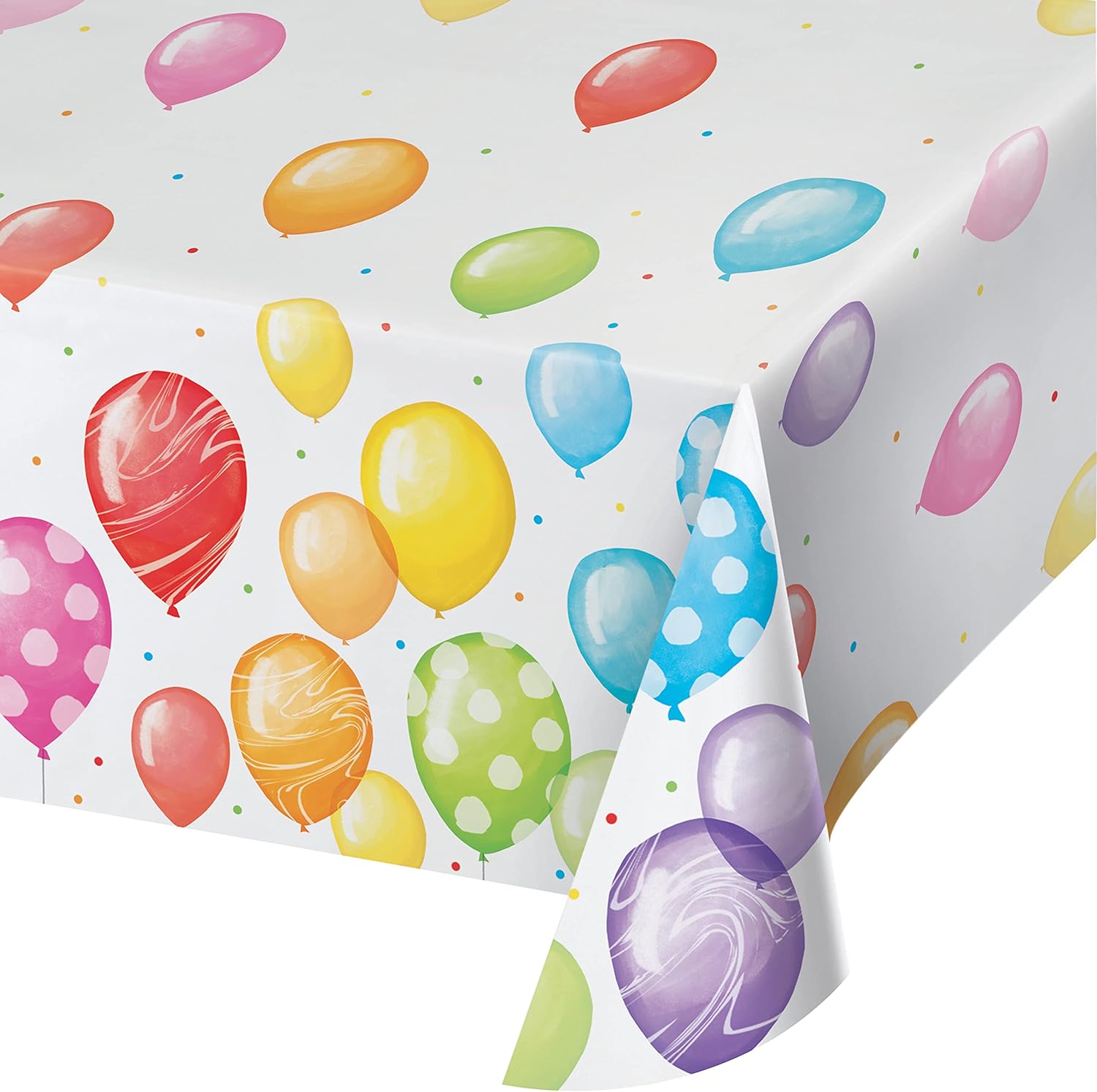 Creative Converting Balloon Bash Tablecloth 54x102 Red Orange Yellow Green Blue Purple