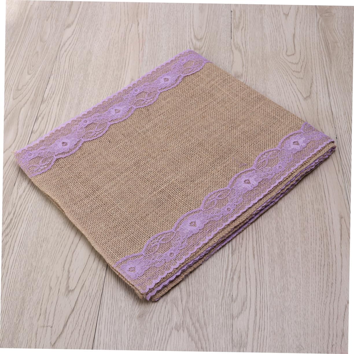 275x30cm Burlap Table Runner with Rustic Lace Edging