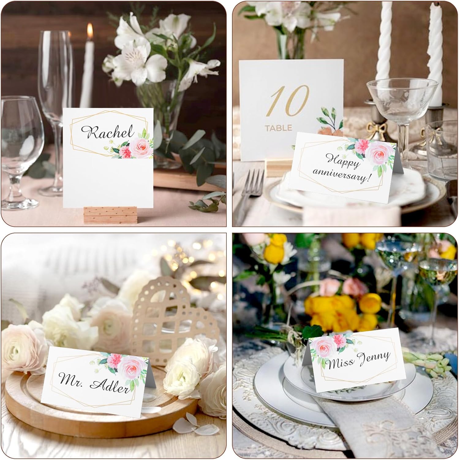 50Pcs Floral Place Cards for Table Setting