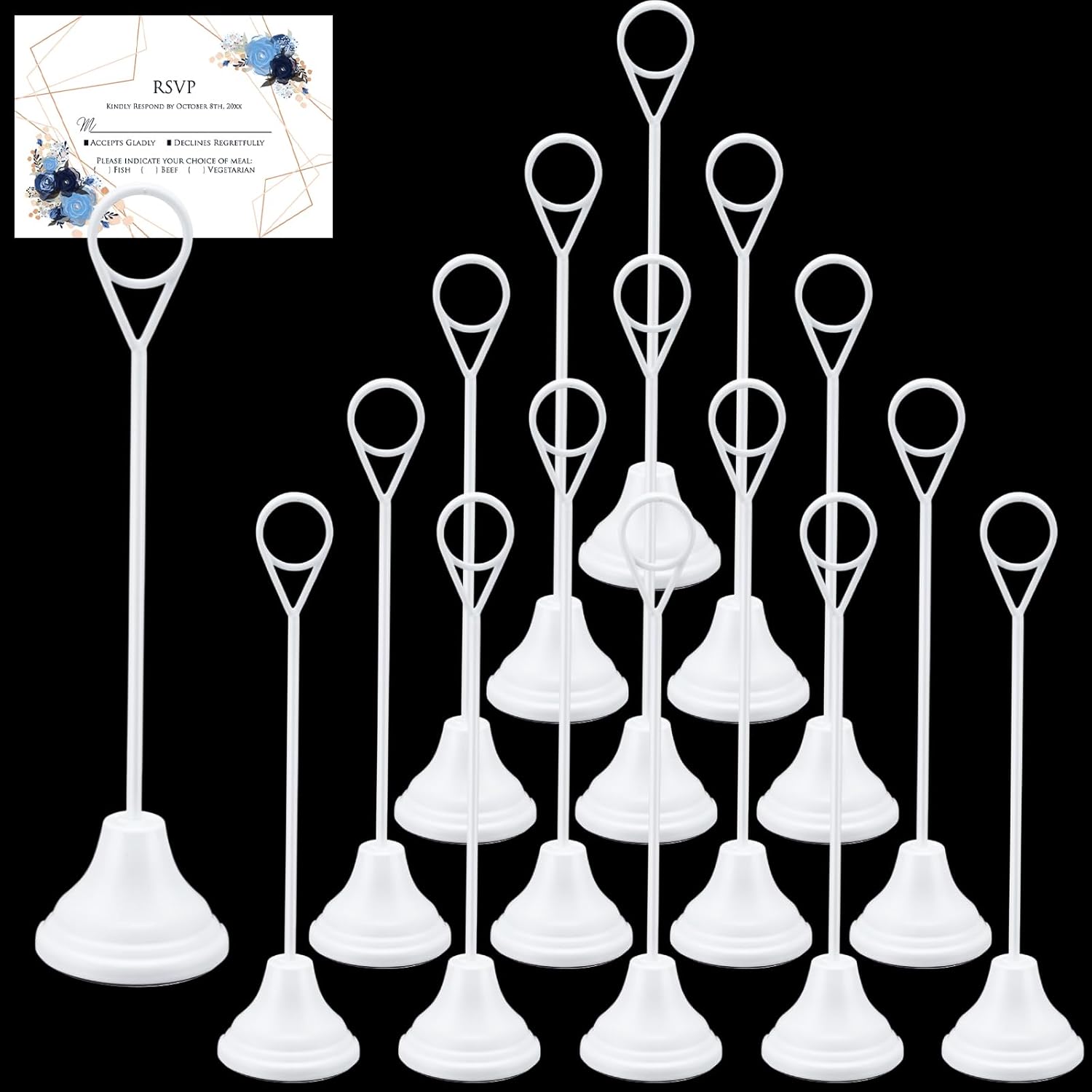 Marspark 16 Pcs 8 Inch Metal Place Card Holders White