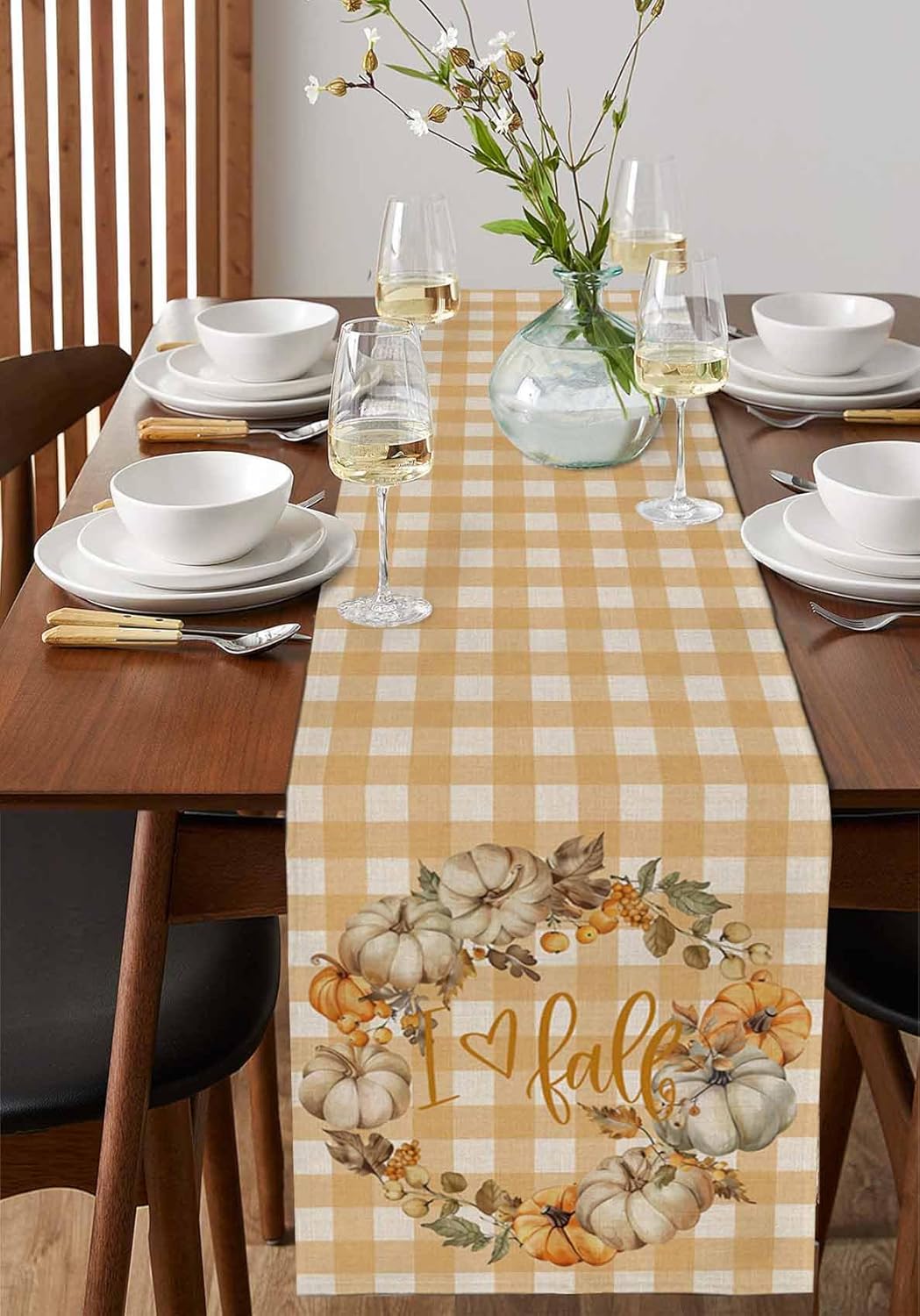 Fall Thanksgiving Pumpkin Berry Garland Table Runner 48 Inches