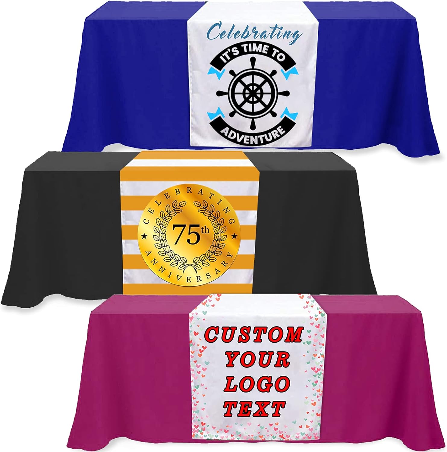 Custom Table Runner 36x72 with Business Logo or Text