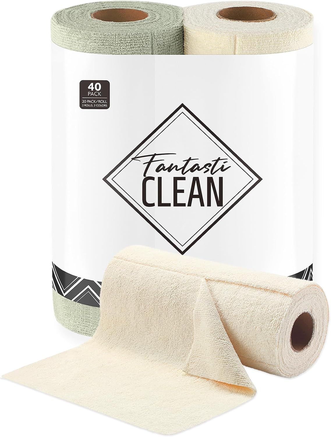 Fantasticlean Tear Away Dish Cloth - 40 Sheets - 10x10 Reusable Microfiber Towel Rolls