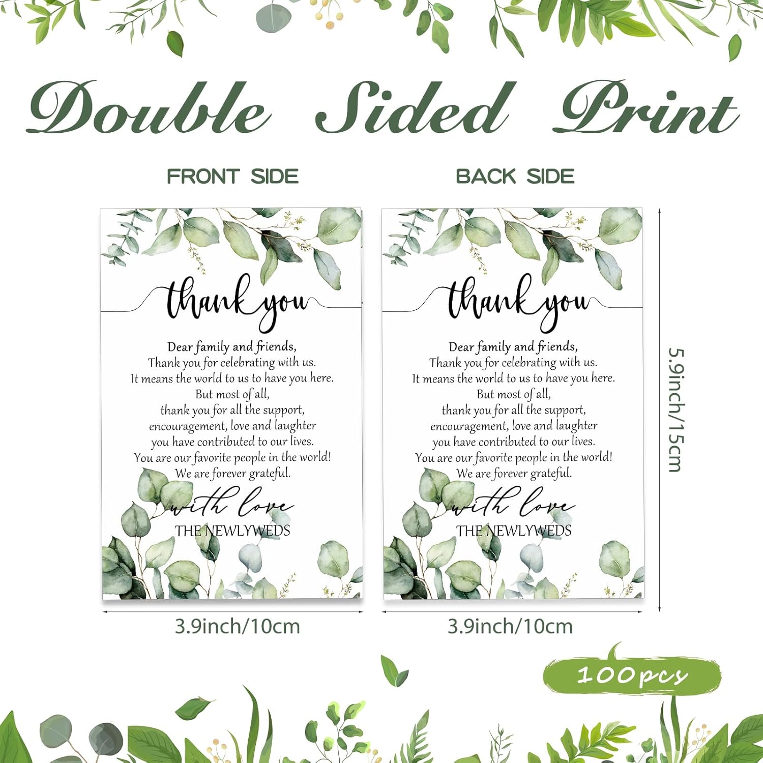 Chinco 100pcs Eucalyptus Place Cards for Wedding Reception